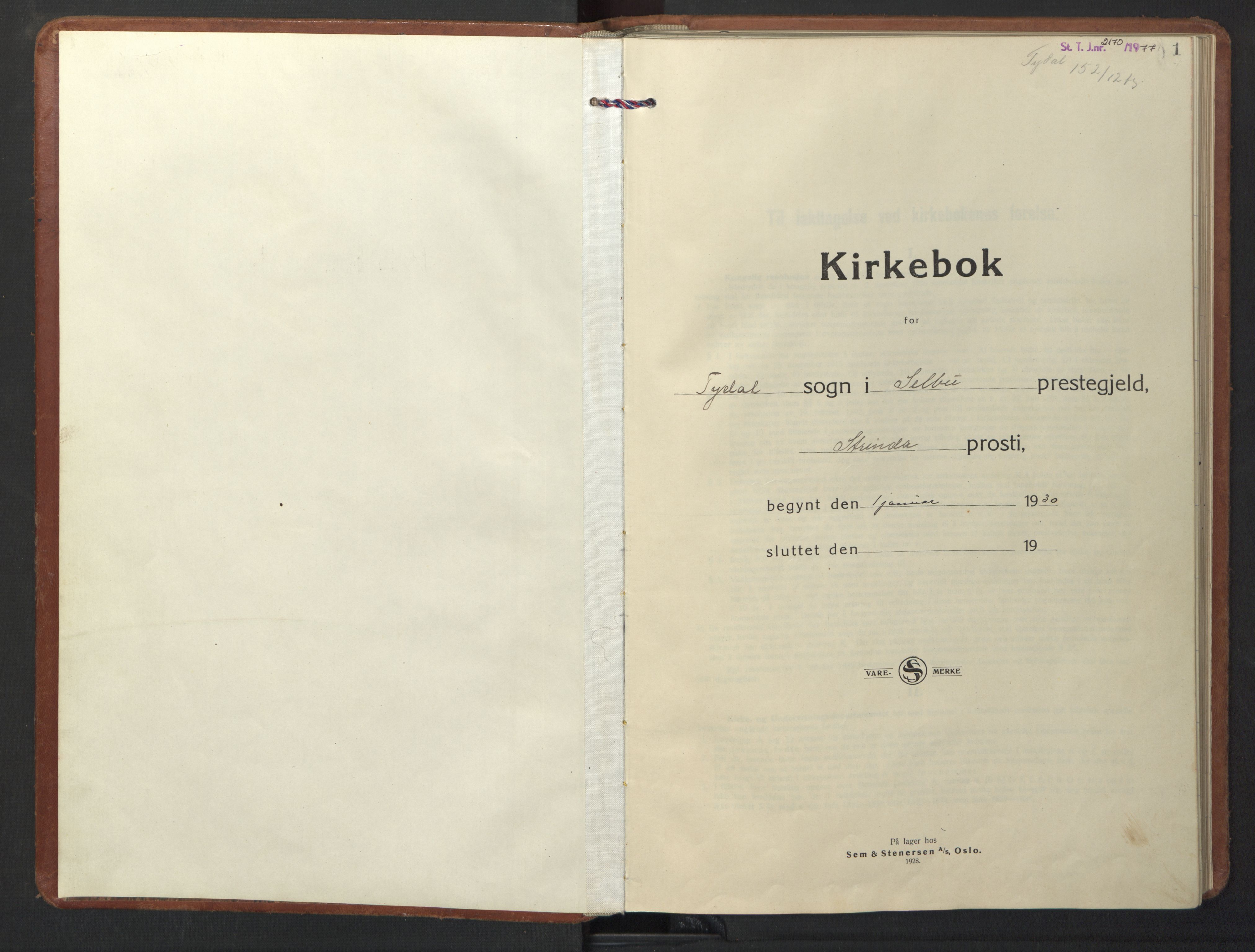 Ministerialprotokoller, klokkerbøker og fødselsregistre - Sør-Trøndelag, SAT/A-1456/698/L1169: Parish register (copy) no. 698C06, 1930-1949, p. 1