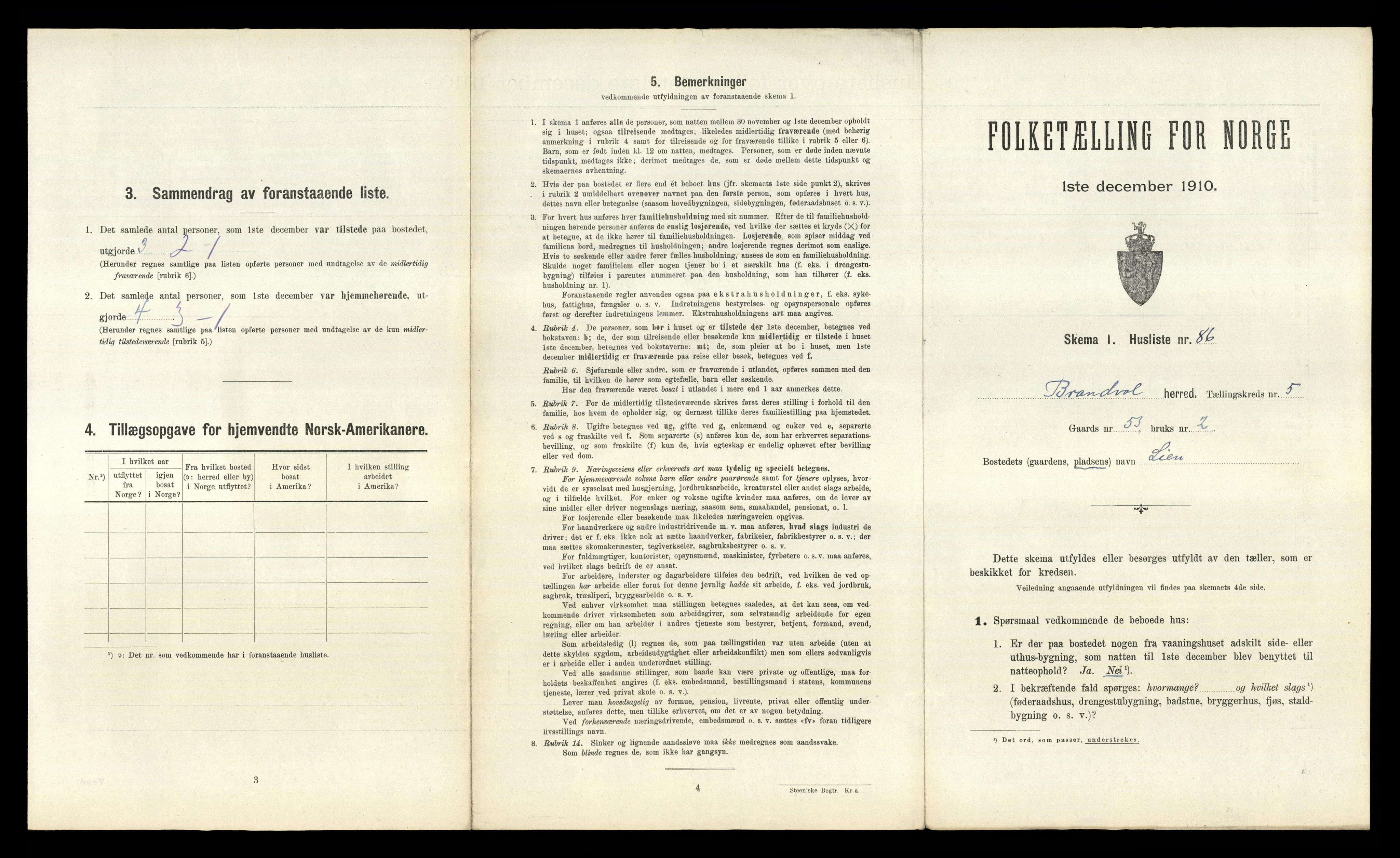 RA, 1910 census for Brandval, 1910, p. 749