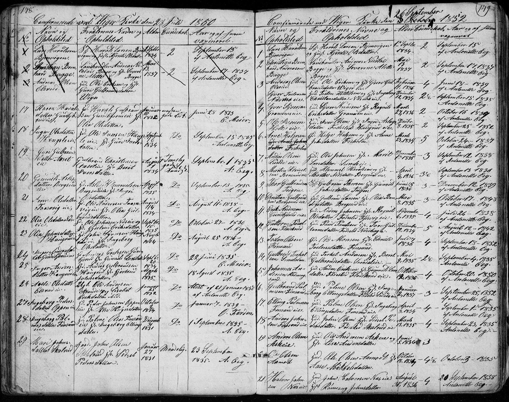 Ådal kirkebøker, SAKO/A-248/G/Ga/L0002: Parish register (copy) no. I 2, 1840-1861, p. 148-149
