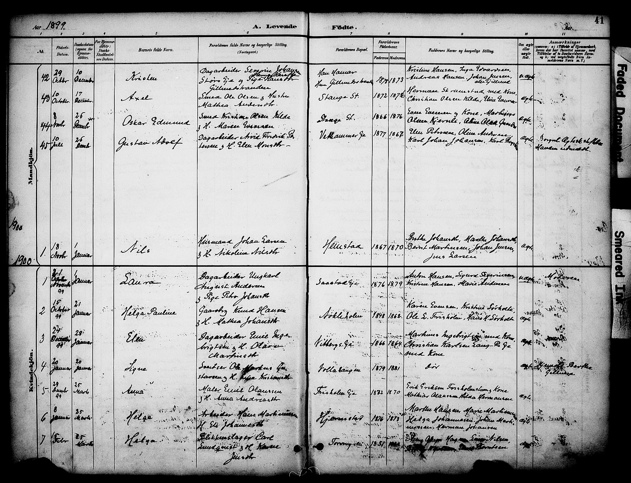 Stange prestekontor, SAH/PREST-002/K/L0020: Parish register (official) no. 20, 1894-1905, p. 41