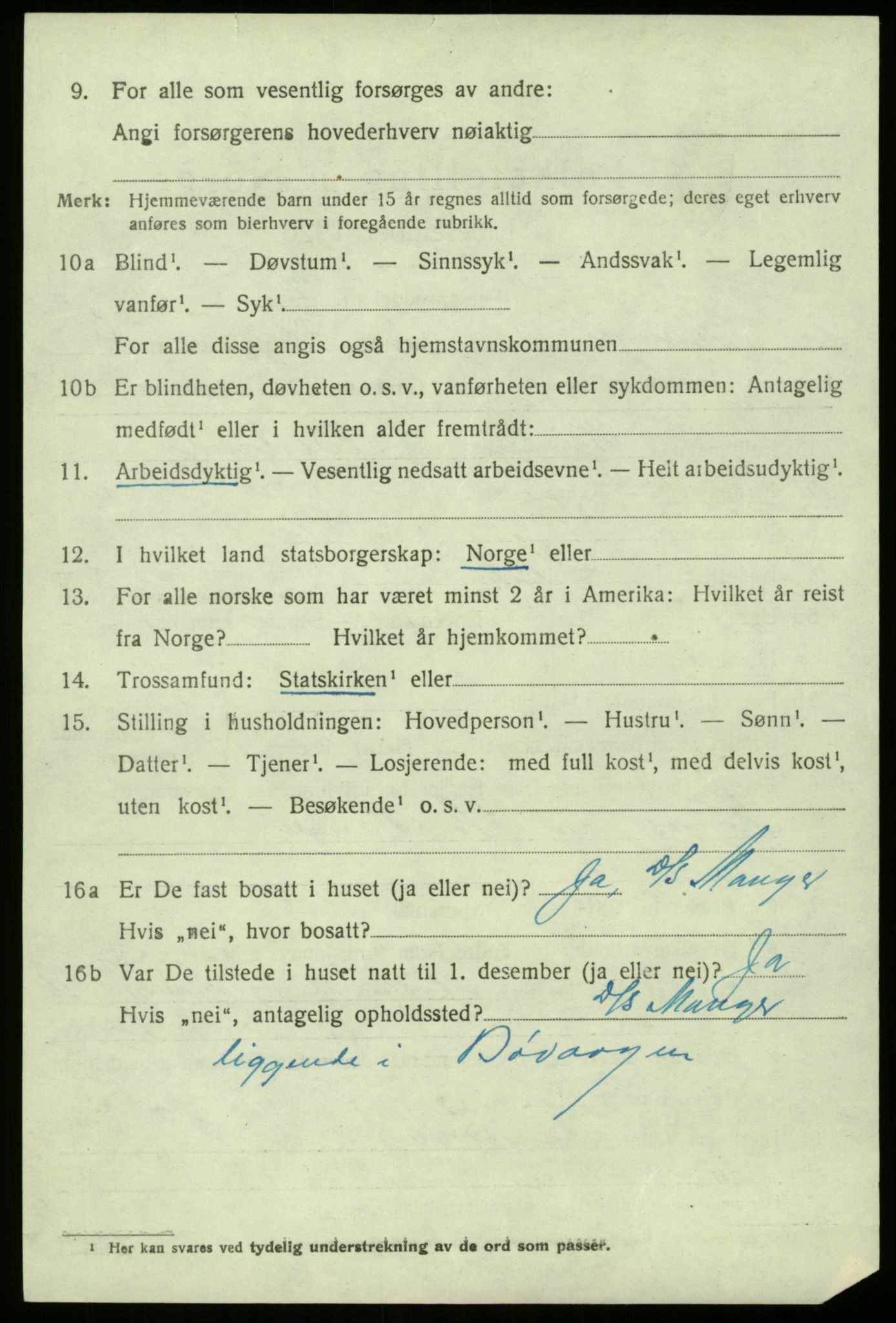 SAB, 1920 census for Manger, 1920, p. 3262