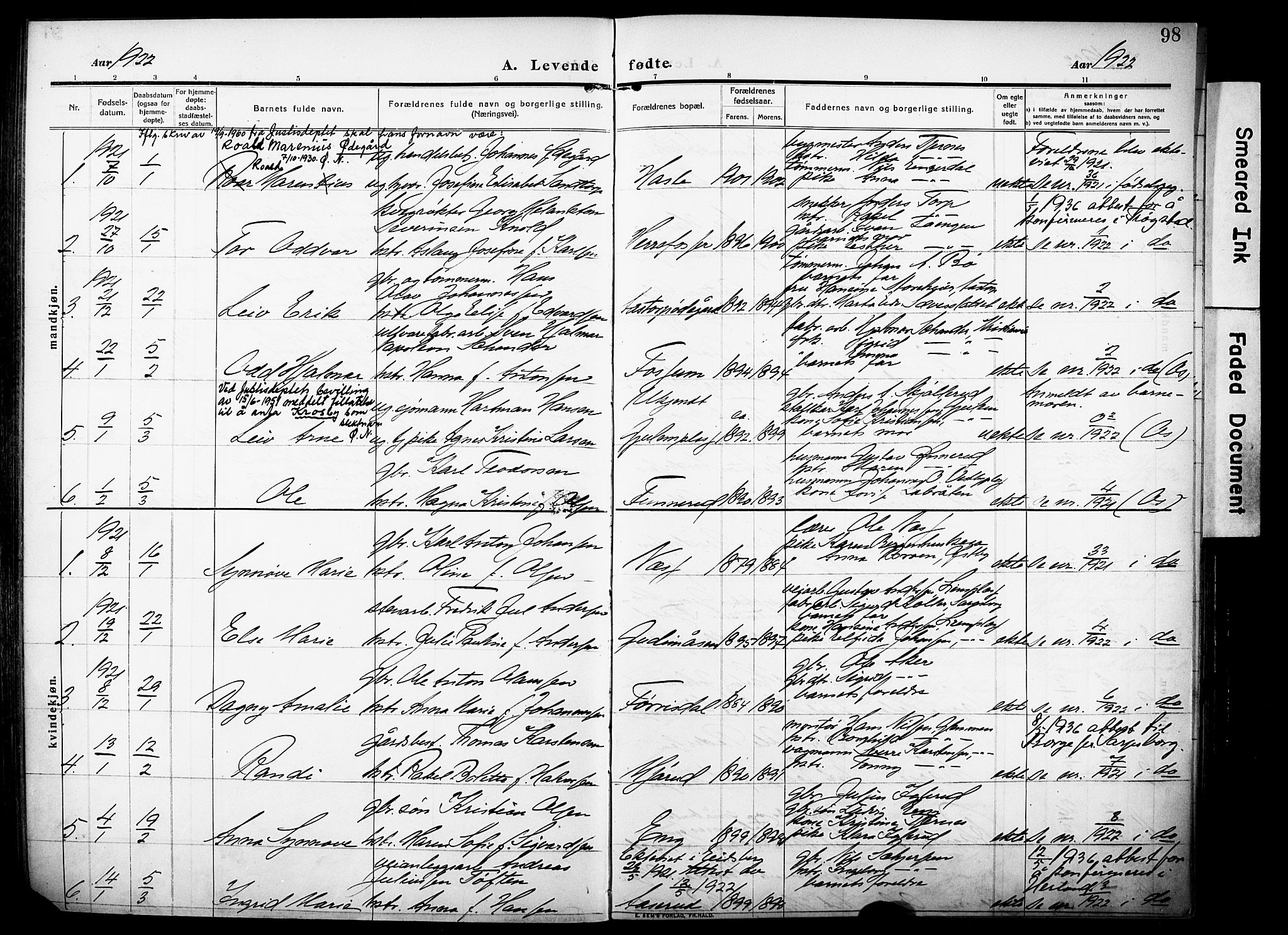 Rakkestad prestekontor Kirkebøker, AV/SAO-A-2008/F/Fa/L0015: Parish register (official) no. I 15, 1909-1922, p. 98