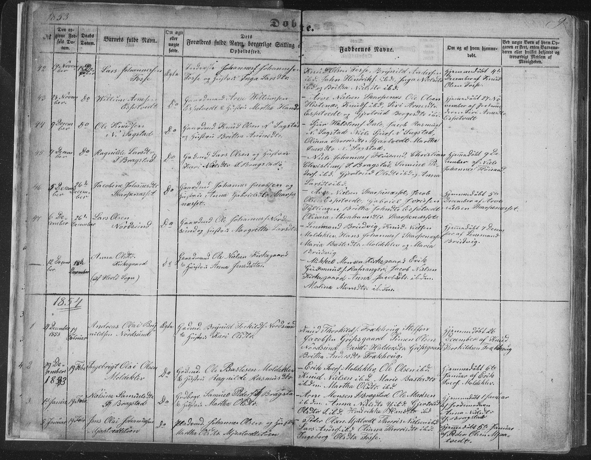 Alversund Sokneprestembete, SAB/A-73901/H/Ha/Hab: Parish register (copy) no. C 1, 1851-1866, p. 9