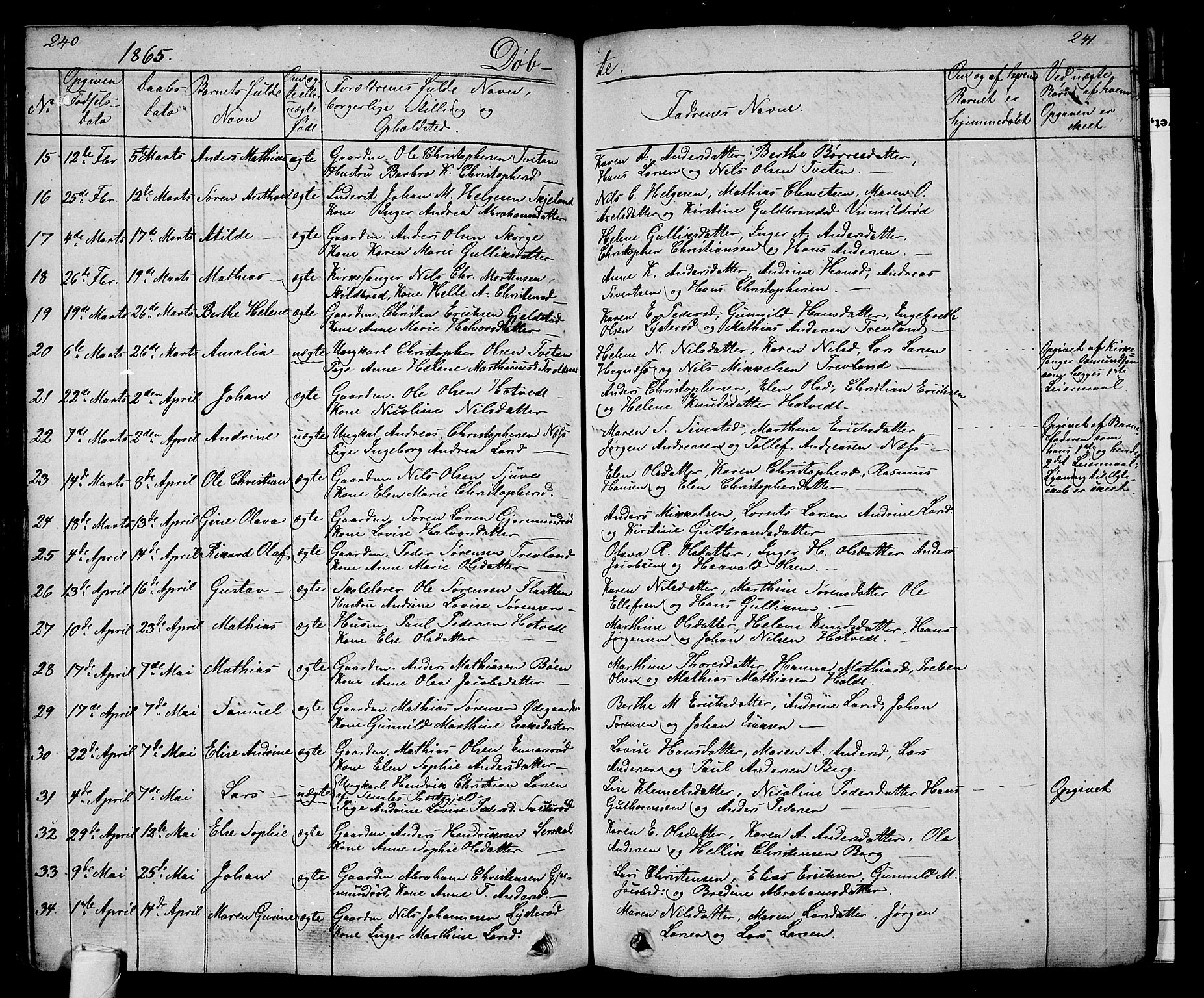 Andebu kirkebøker, AV/SAKO-A-336/G/Ga/L0003: Parish register (copy) no. I 3, 1832-1867, p. 240-241