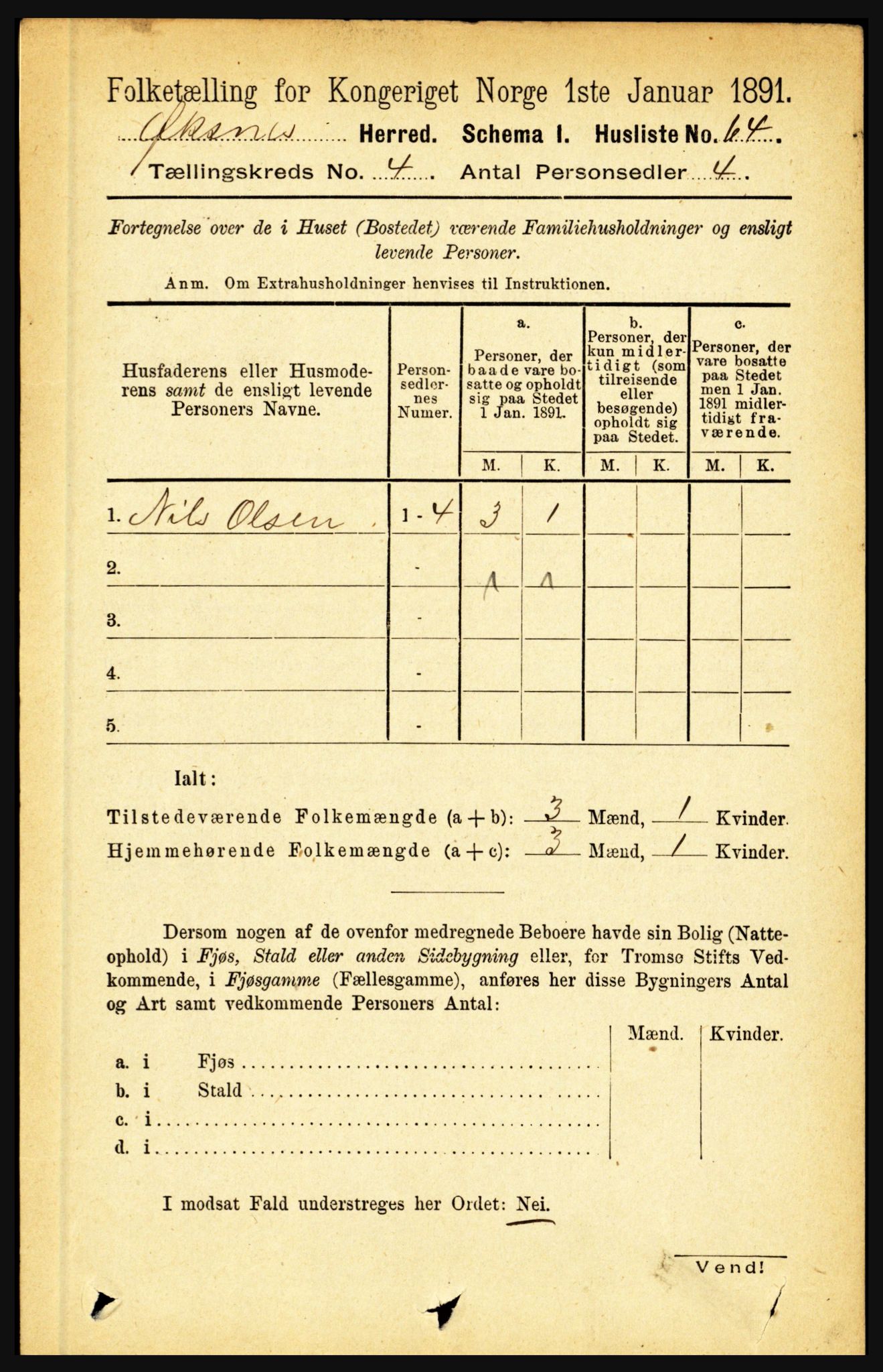 RA, 1891 census for 1868 Øksnes, 1891, p. 1693