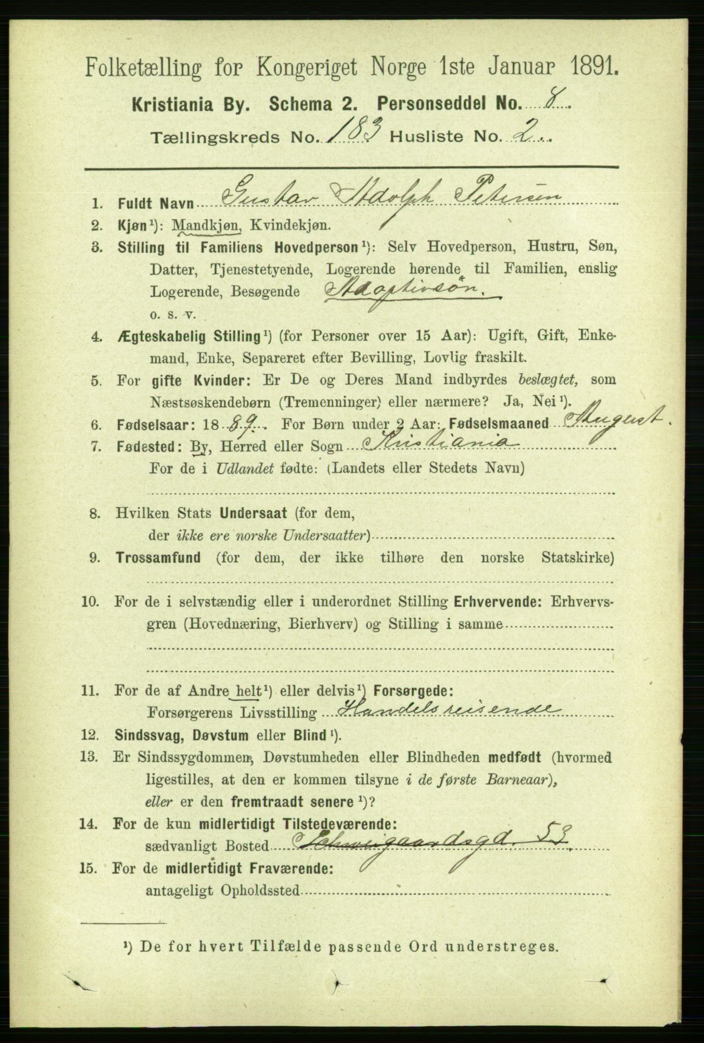 RA, 1891 census for 0301 Kristiania, 1891, p. 109310