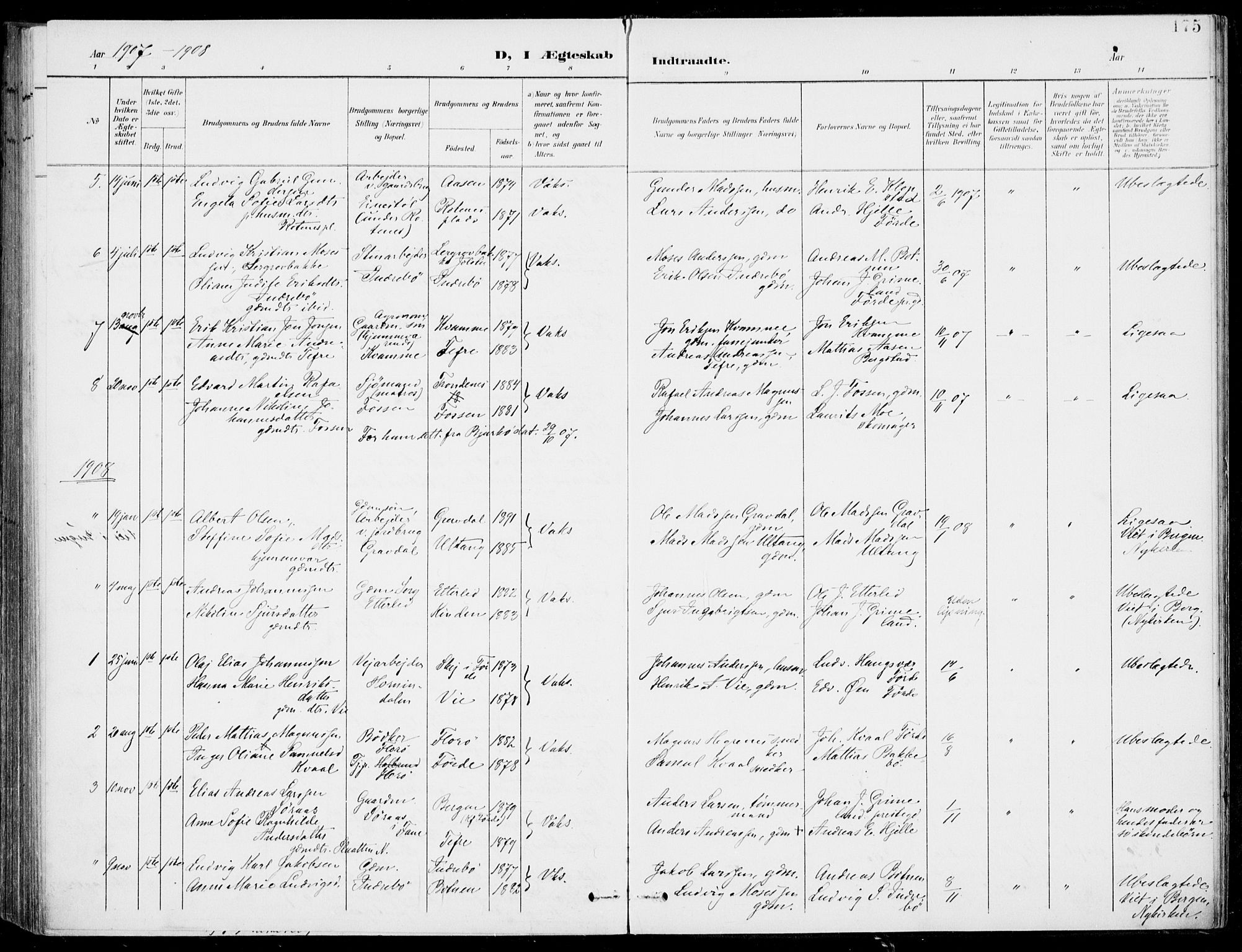 Førde sokneprestembete, AV/SAB-A-79901/H/Haa/Haab/L0002: Parish register (official) no. B  2, 1899-1920, p. 175