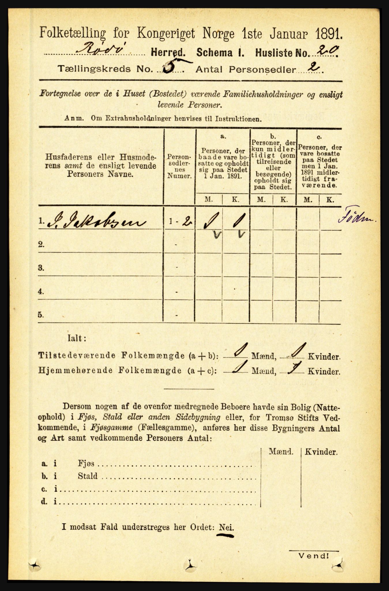 RA, 1891 census for 1836 Rødøy, 1891, p. 2366