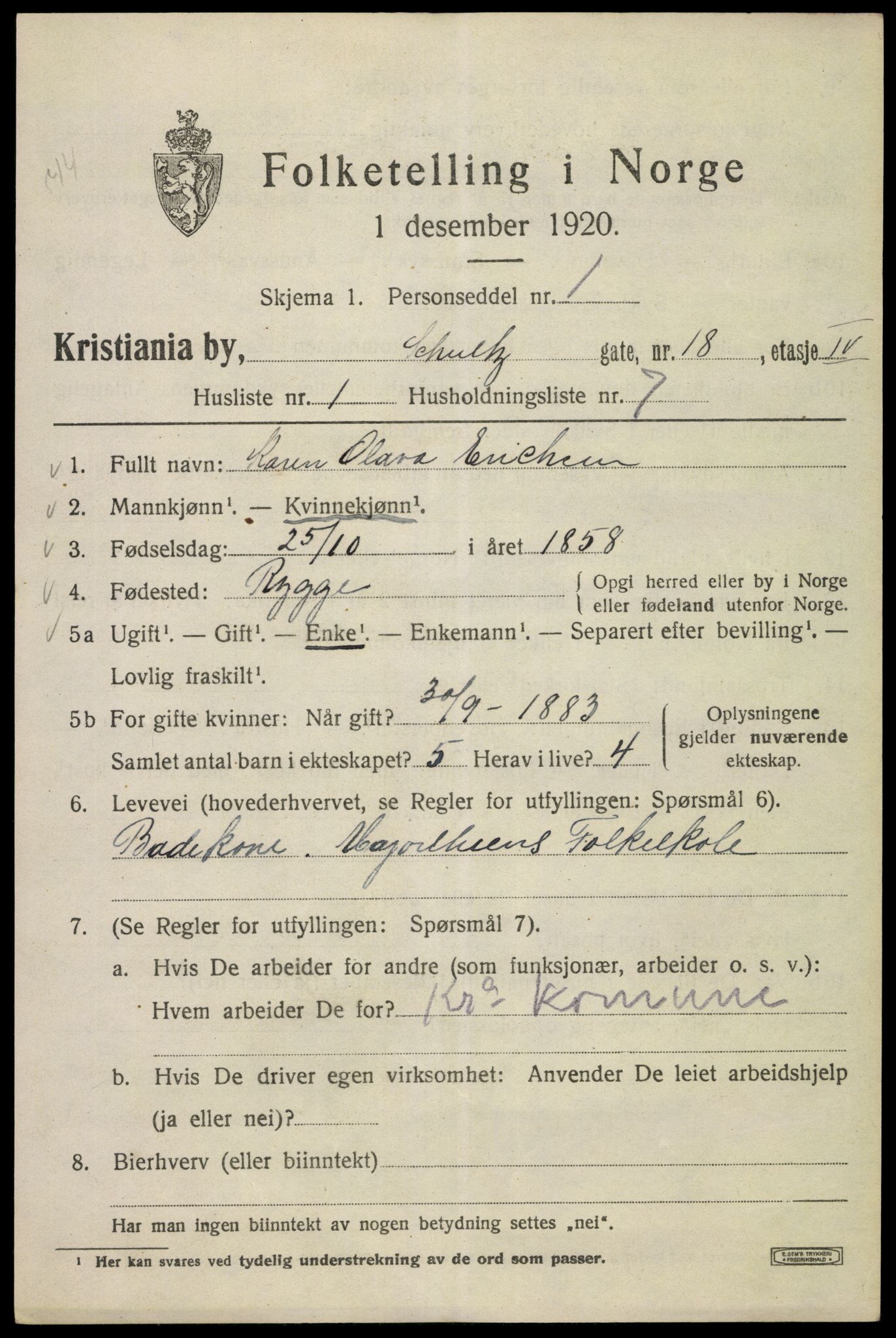 SAO, 1920 census for Kristiania, 1920, p. 492421