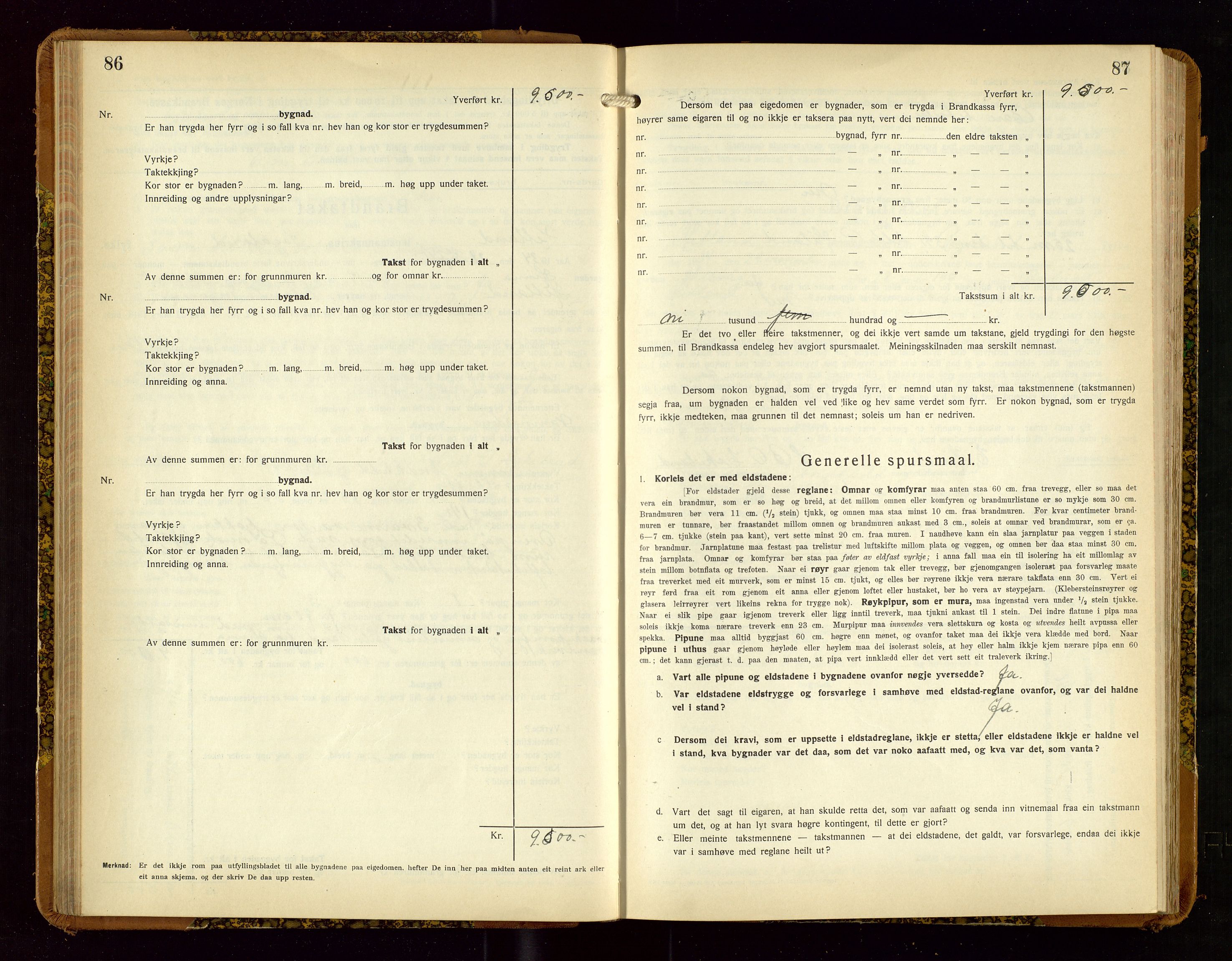Hetland lensmannskontor, AV/SAST-A-100101/Gob/L0004: "Brandtakstbok", 1934-1936, p. 86-87