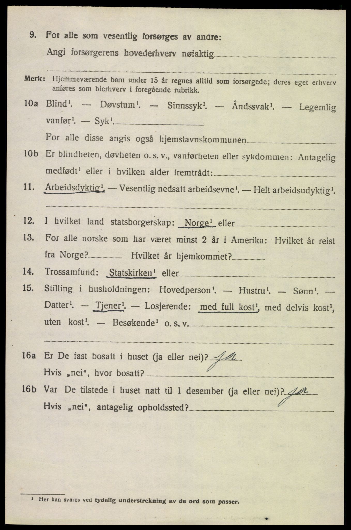 SAK, 1920 census for Herefoss, 1920, p. 927