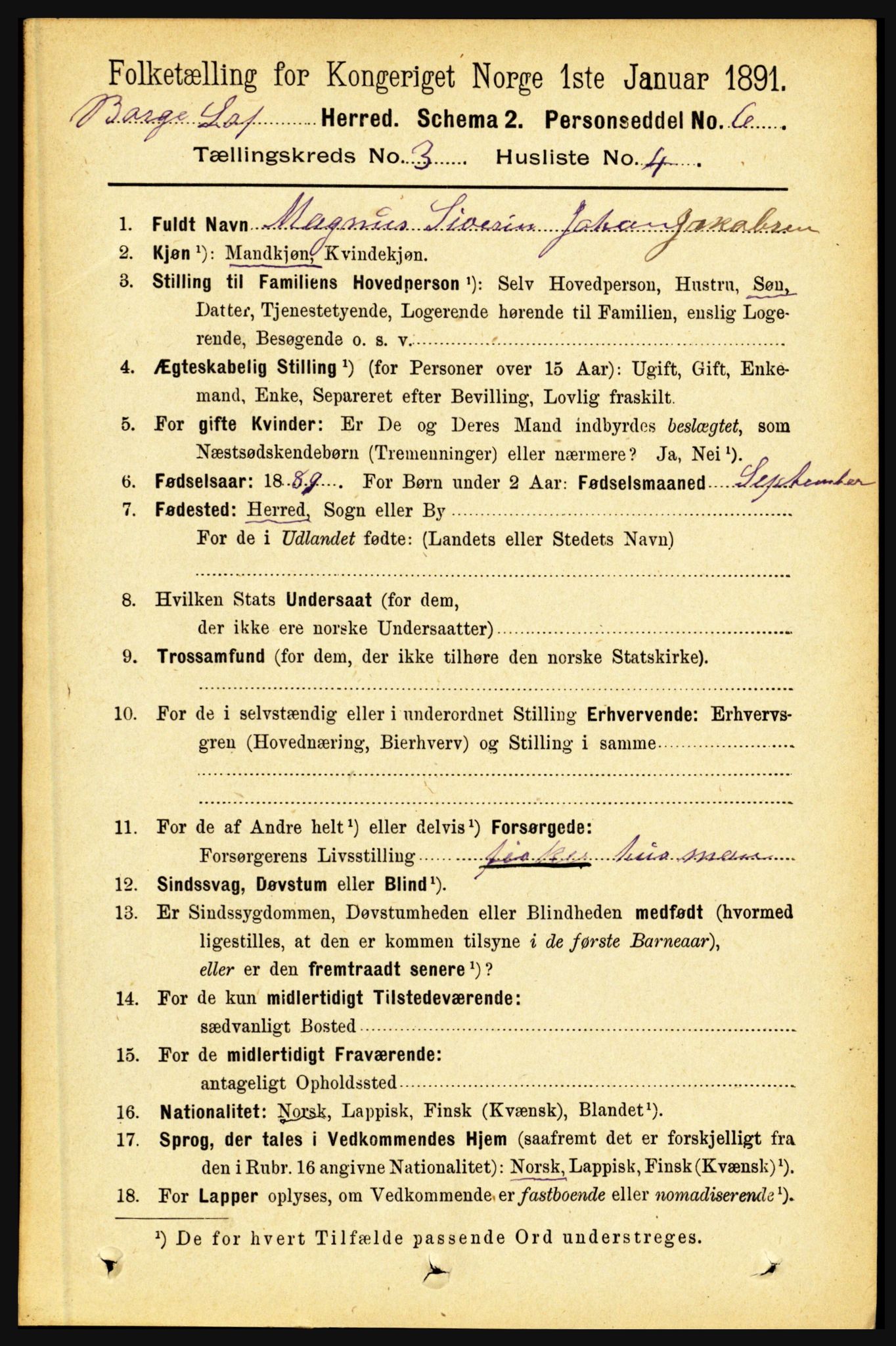 RA, 1891 census for 1862 Borge, 1891, p. 1567