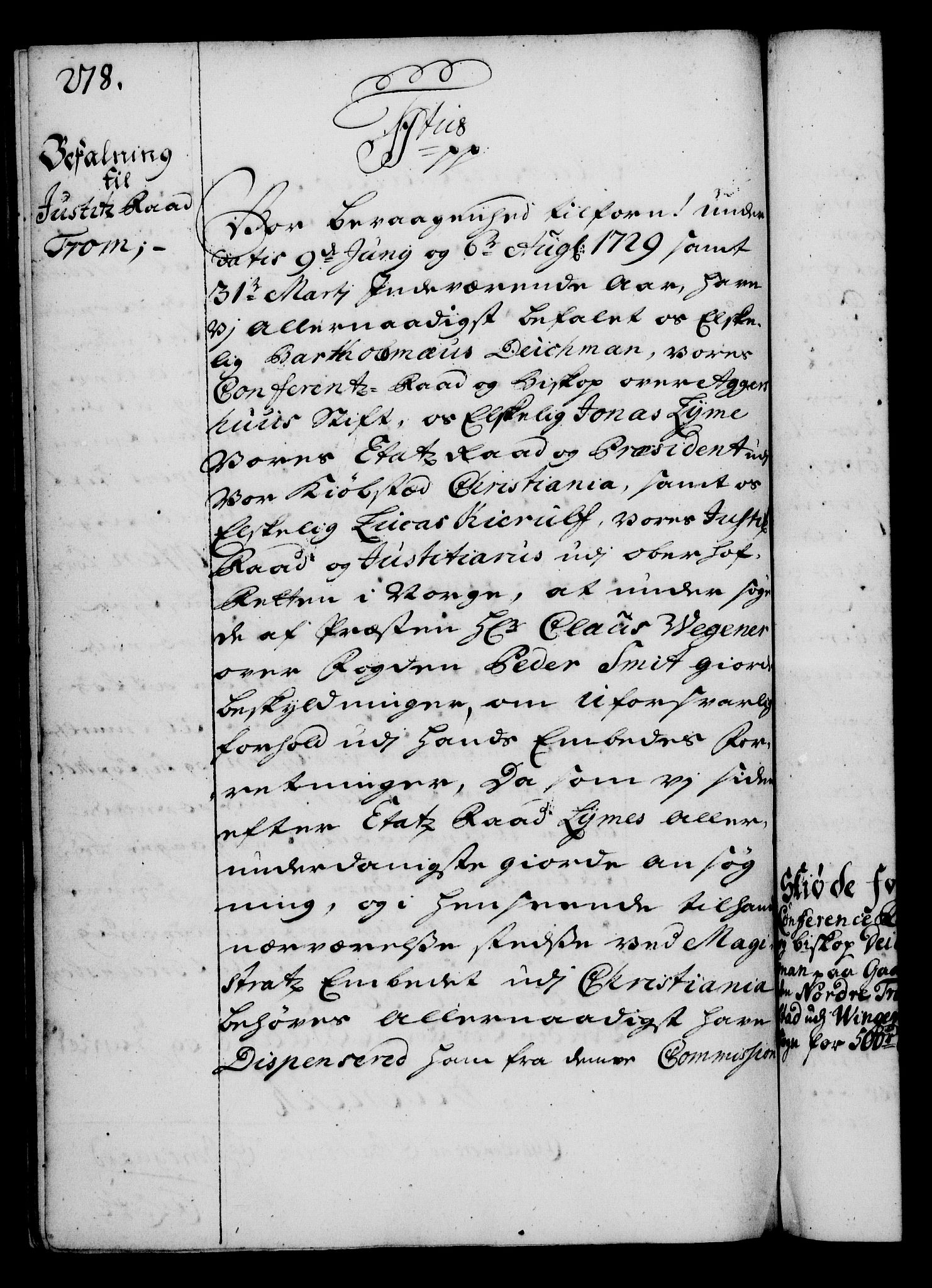 Rentekammeret, Kammerkanselliet, RA/EA-3111/G/Gg/Gga/L0003: Norsk ekspedisjonsprotokoll med register (merket RK 53.3), 1727-1734, p. 278