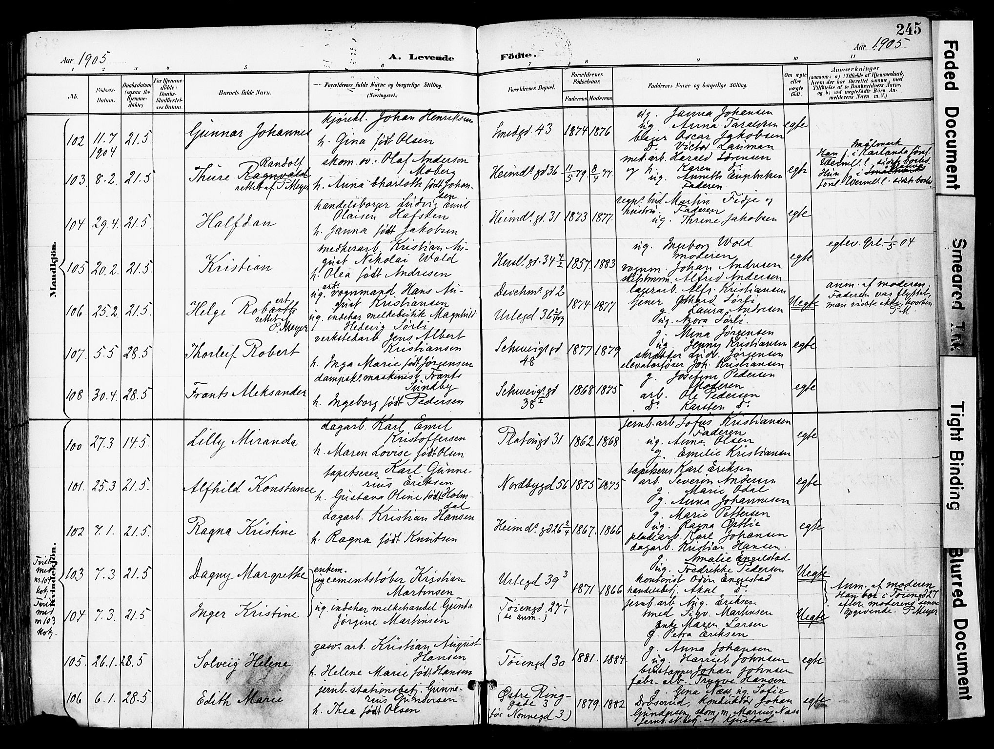 Grønland prestekontor Kirkebøker, SAO/A-10848/F/Fa/L0014: Parish register (official) no. 14, 1900-1911, p. 245