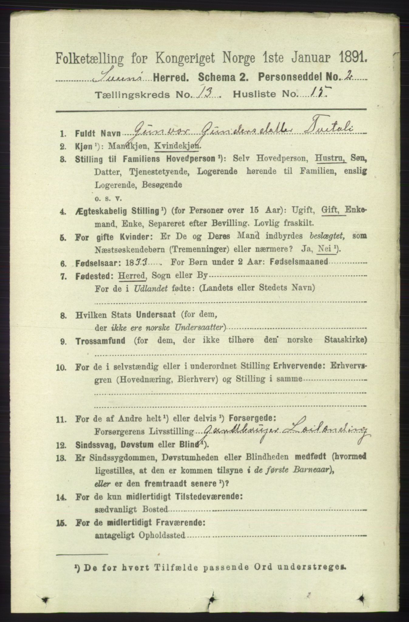 RA, 1891 census for 1216 Sveio, 1891, p. 3741