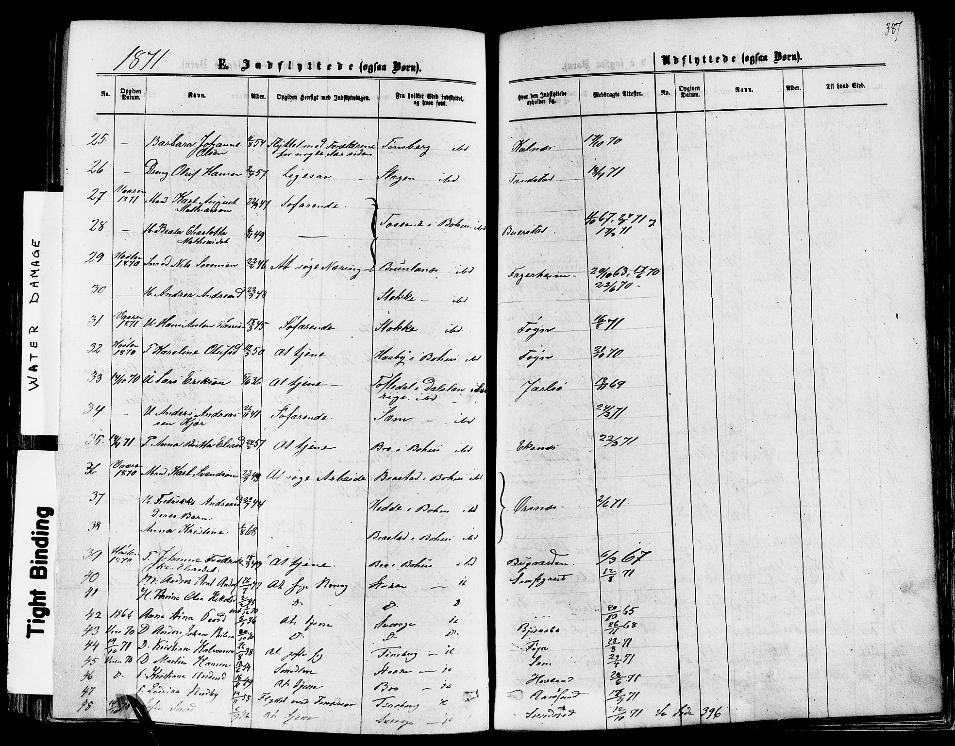 Nøtterøy kirkebøker, SAKO/A-354/F/Fa/L0007: Parish register (official) no. I 7, 1865-1877, p. 387