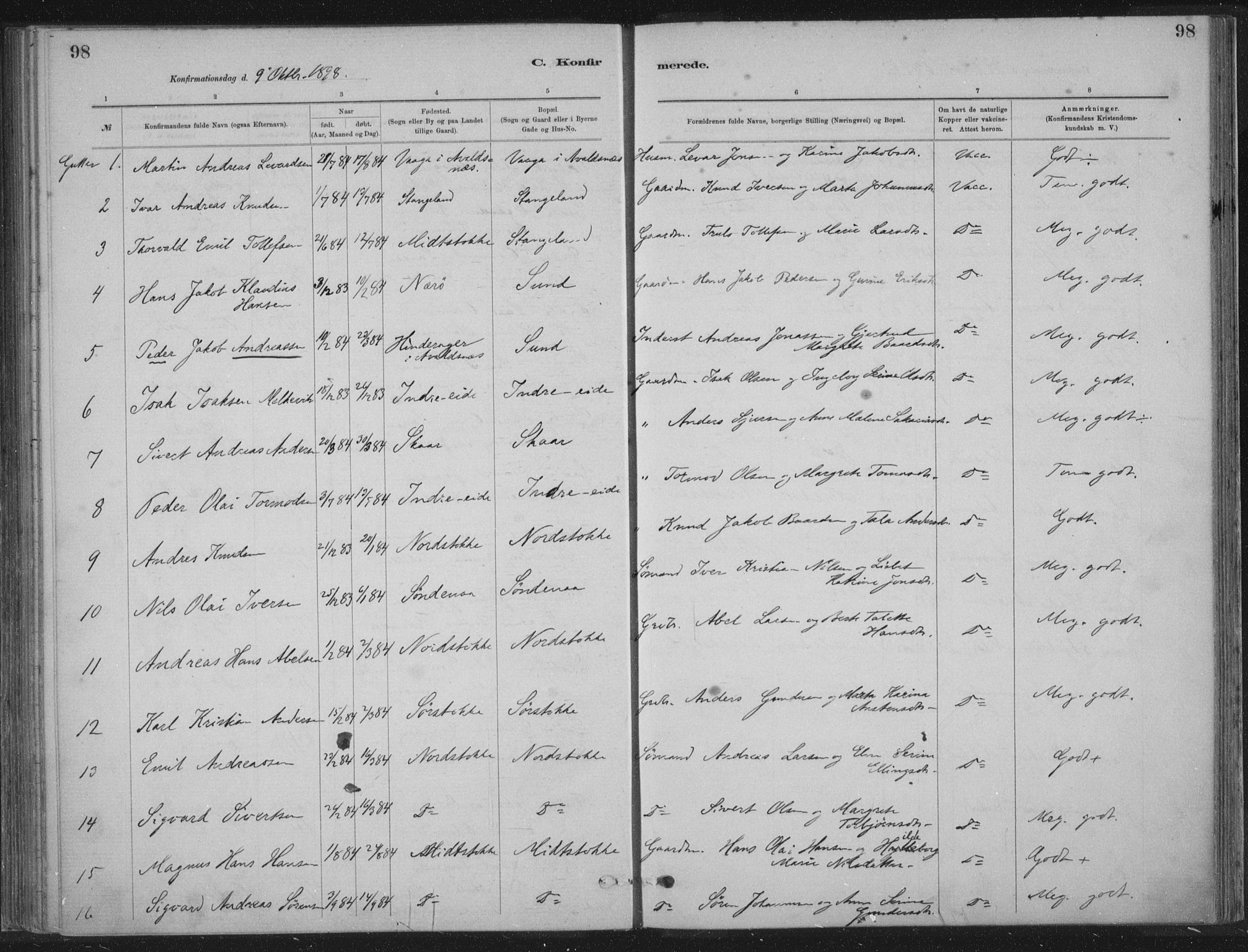 Kopervik sokneprestkontor, SAST/A-101850/H/Ha/Haa/L0002: Parish register (official) no. A 2, 1880-1912, p. 98