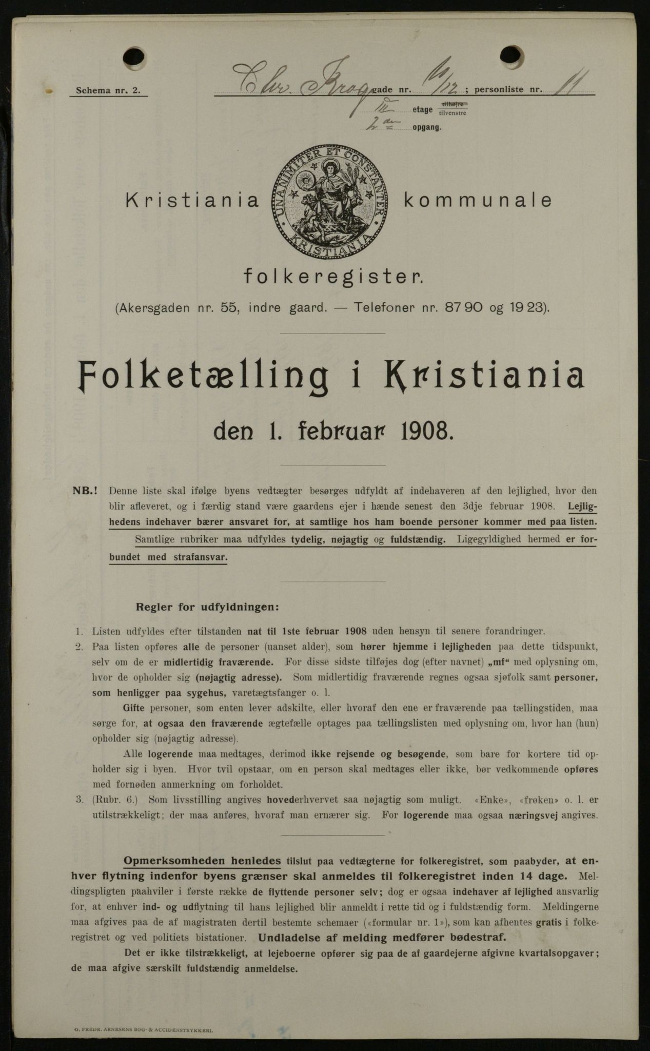 OBA, Municipal Census 1908 for Kristiania, 1908, p. 11089