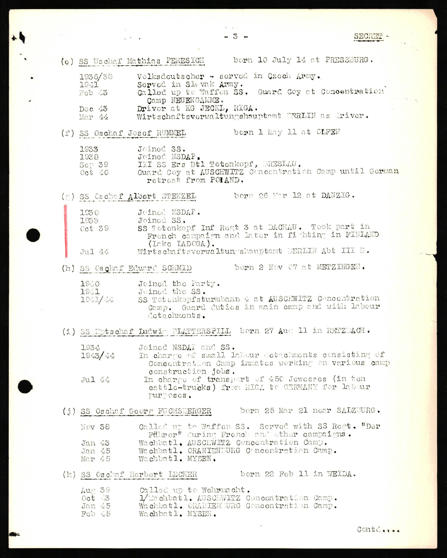 Forsvaret, Forsvarets overkommando II, AV/RA-RAFA-3915/D/Db/L0033: CI Questionaires. Tyske okkupasjonsstyrker i Norge. Tyskere., 1945-1946, p. 34