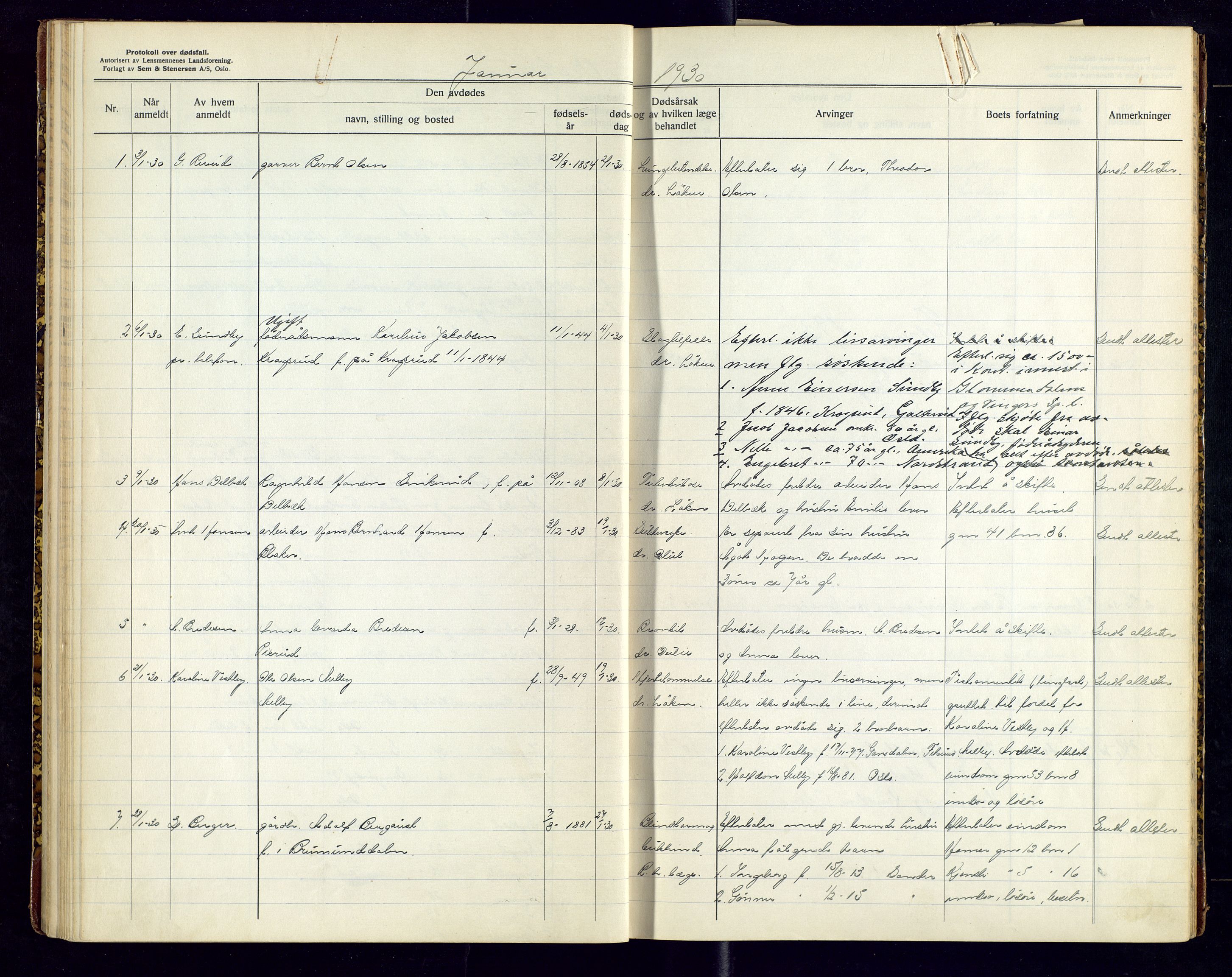 Sør-Odal lensmannskontor, SAH/LHS-022/H/Hb/L0002/0004: Protokoller over anmeldte dødsfall / Protokoll over anmeldte dødsfall, 1928-1933