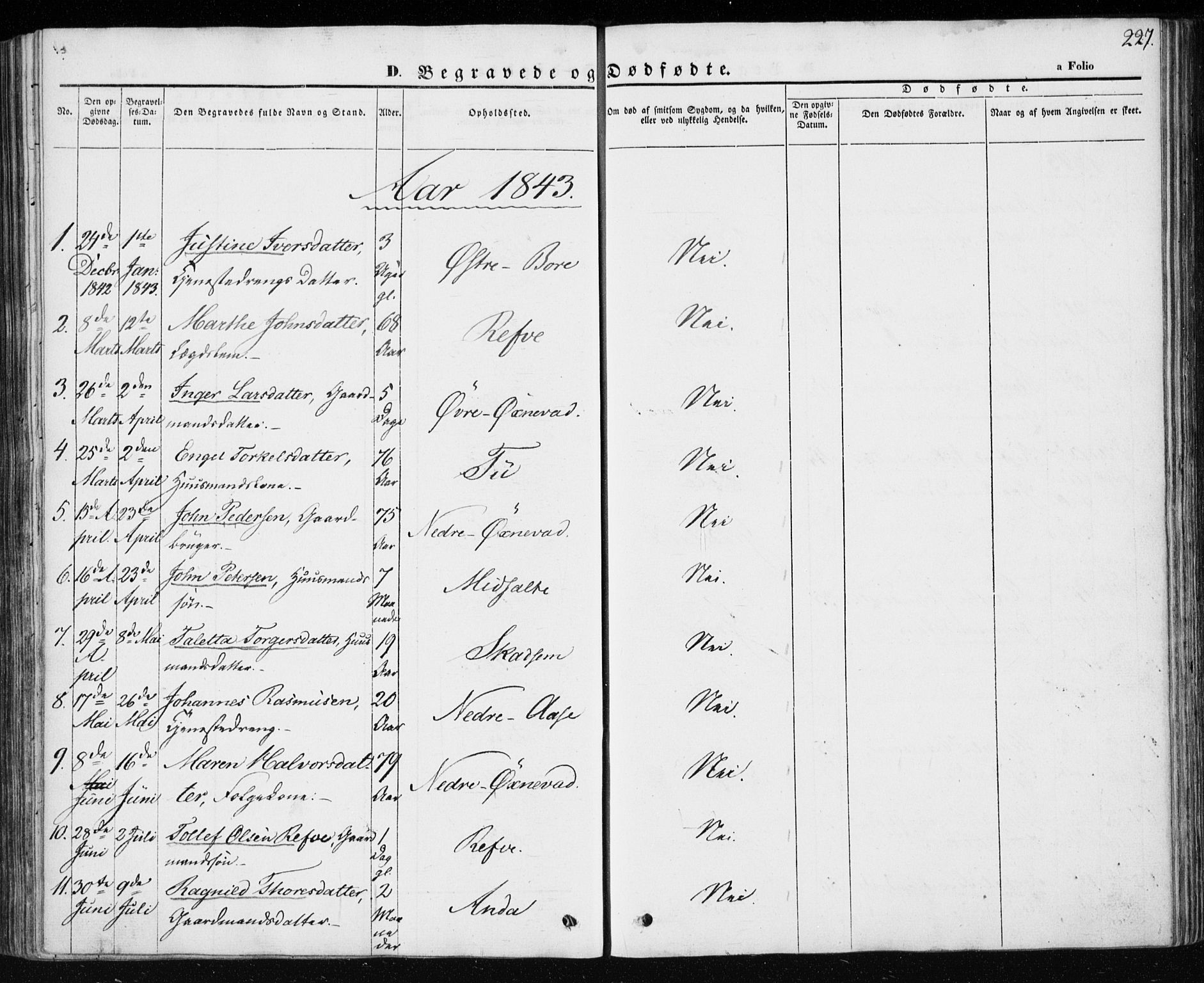 Klepp sokneprestkontor, SAST/A-101803/001/3/30BA/L0004: Parish register (official) no. A 4, 1842-1852, p. 227
