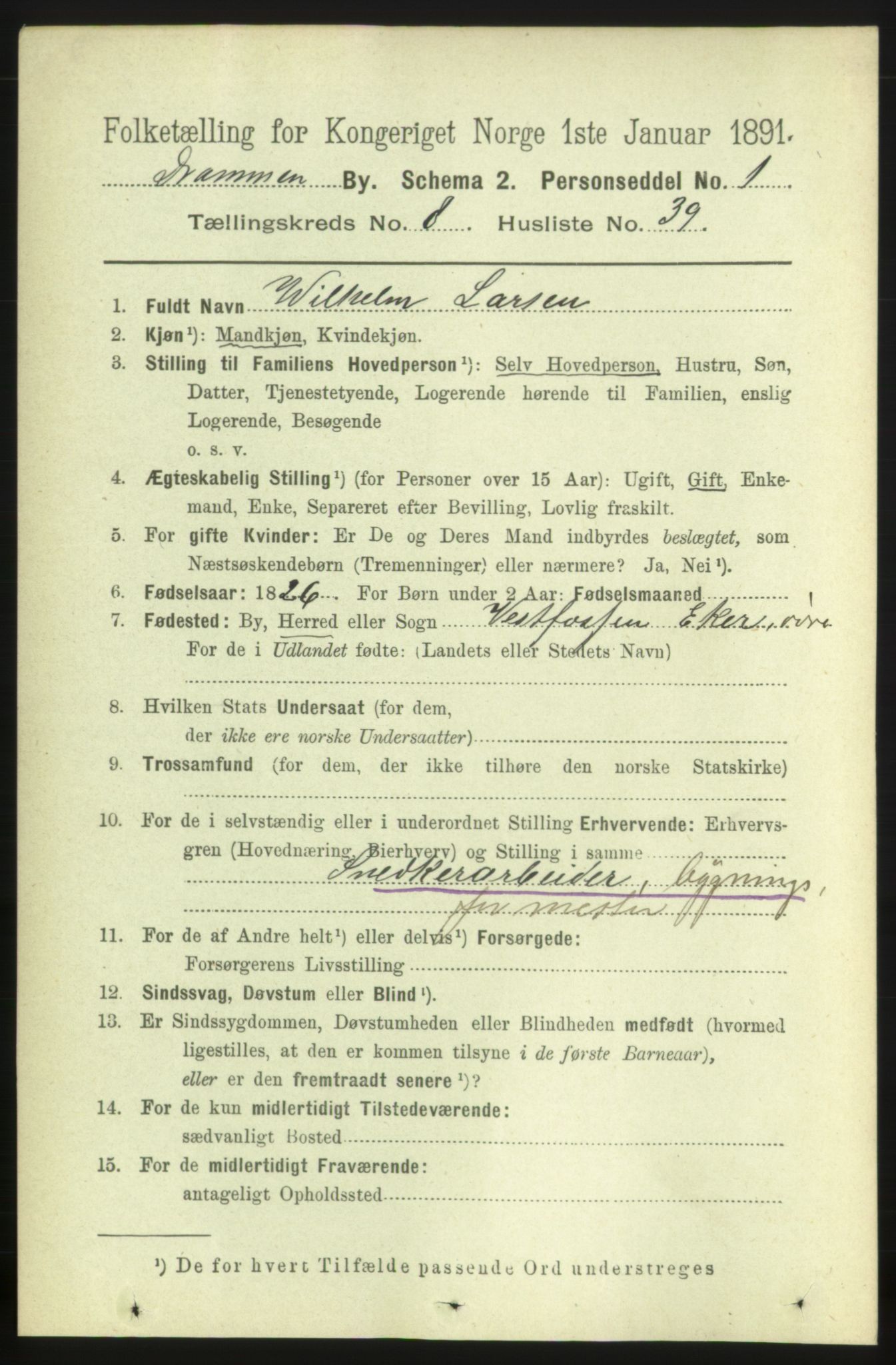 RA, 1891 census for 0602 Drammen, 1891, p. 7308