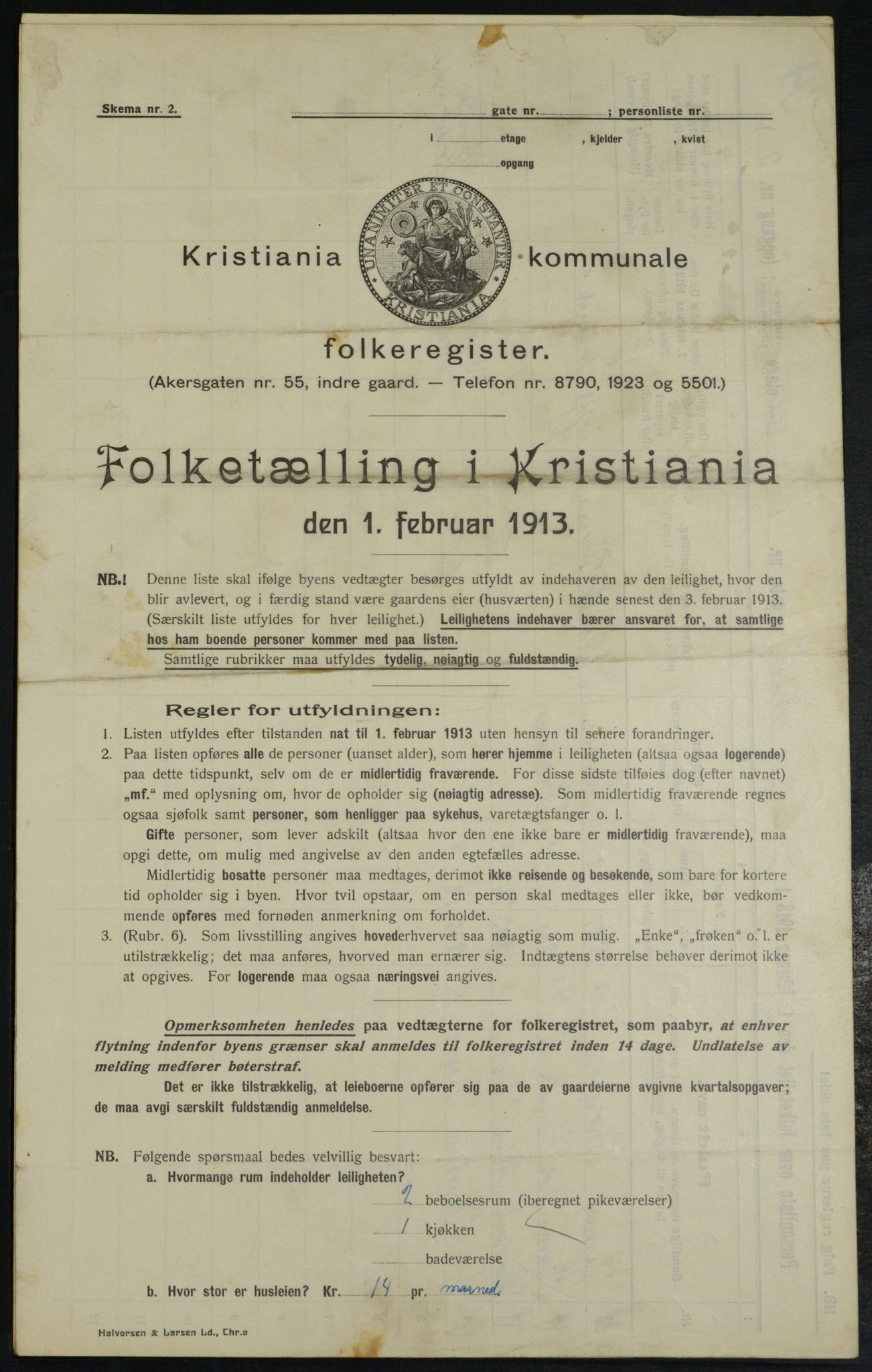 OBA, Municipal Census 1913 for Kristiania, 1913, p. 1624