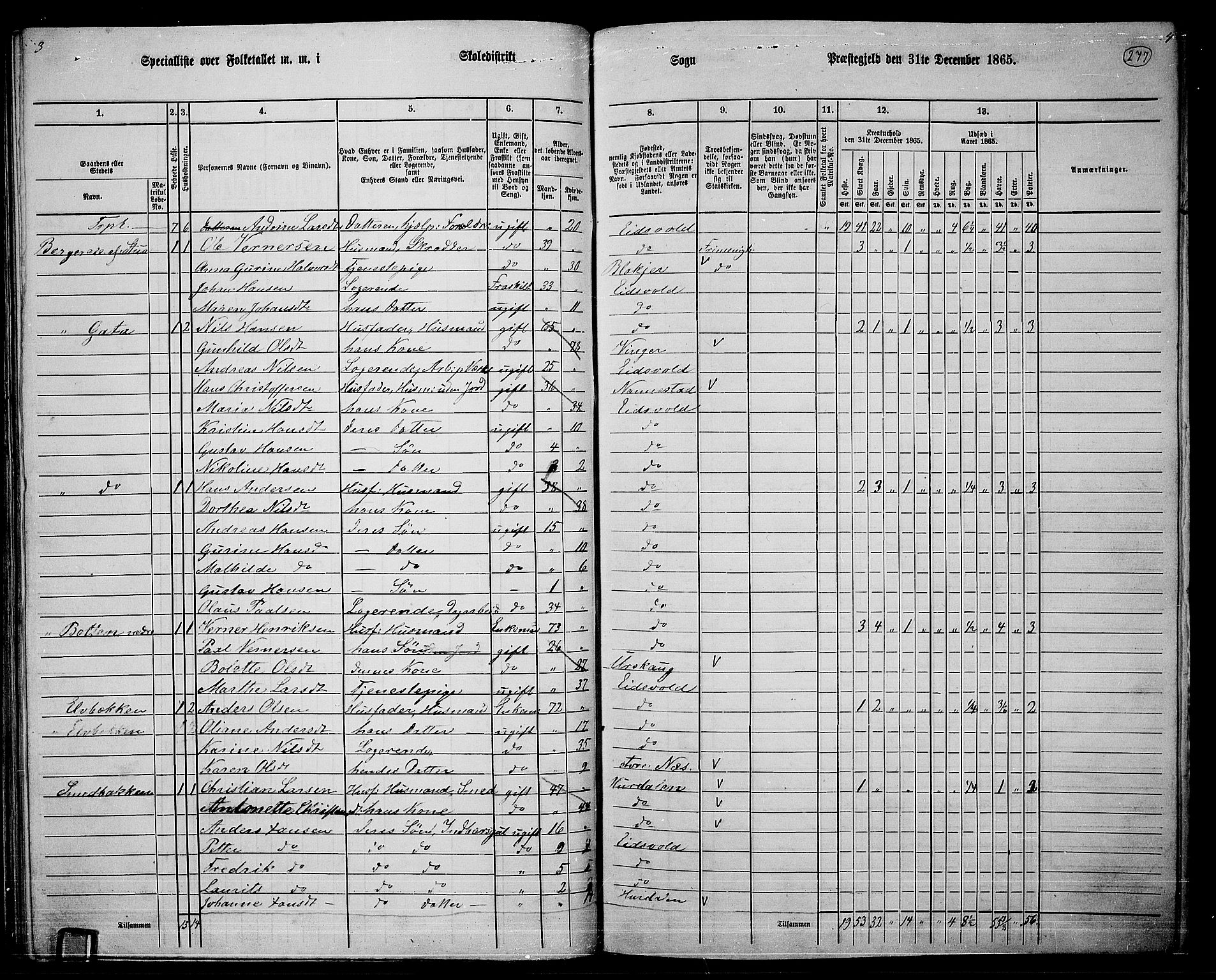 RA, 1865 census for Eidsvoll, 1865, p. 248