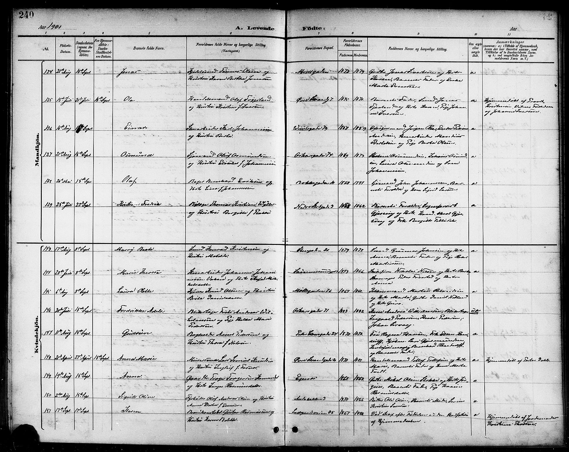 Domkirken sokneprestkontor, AV/SAST-A-101812/001/30/30BB/L0016: Parish register (copy) no. B 16, 1891-1902, p. 240