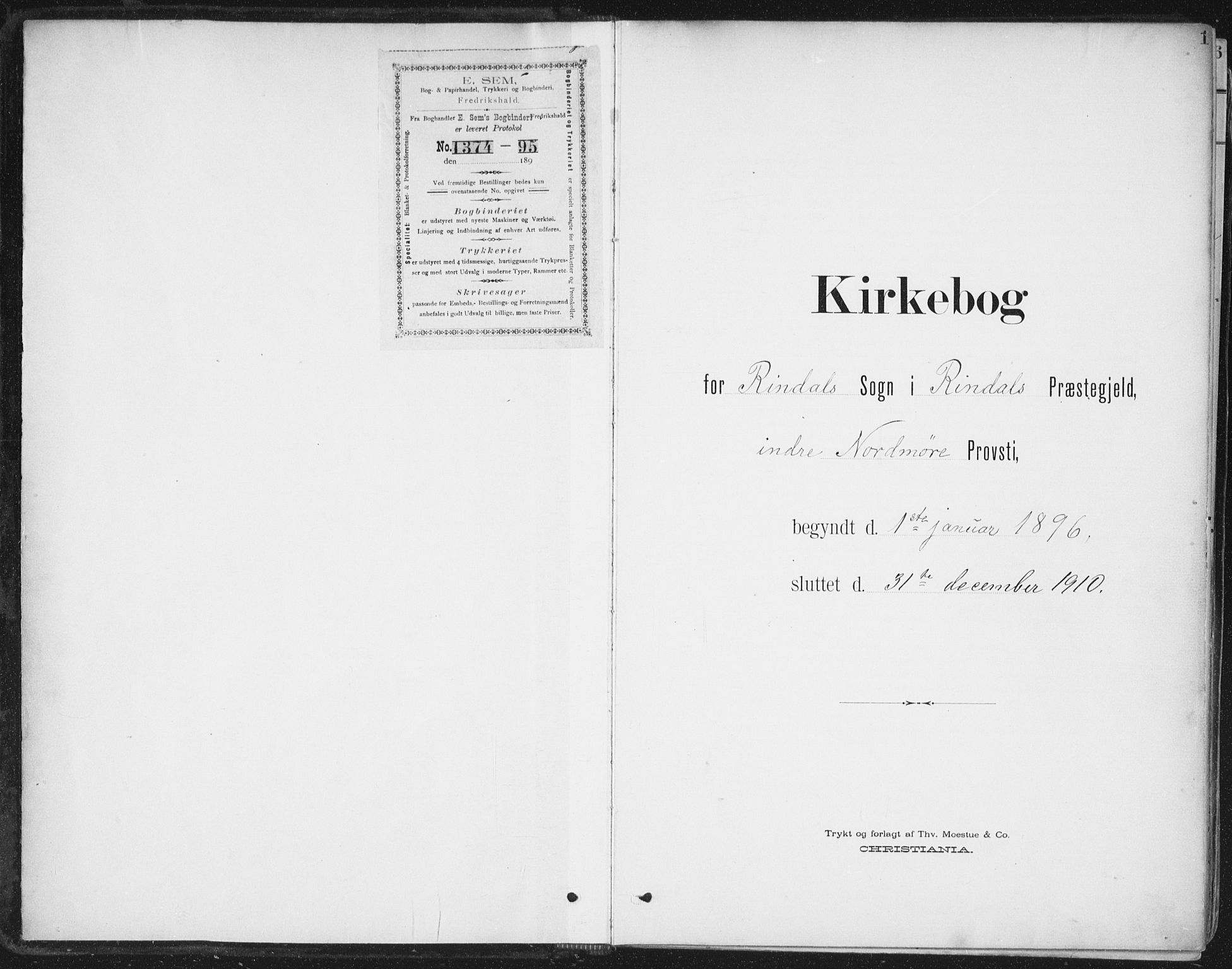 Ministerialprotokoller, klokkerbøker og fødselsregistre - Møre og Romsdal, SAT/A-1454/598/L1072: Parish register (official) no. 598A06, 1896-1910, p. 1