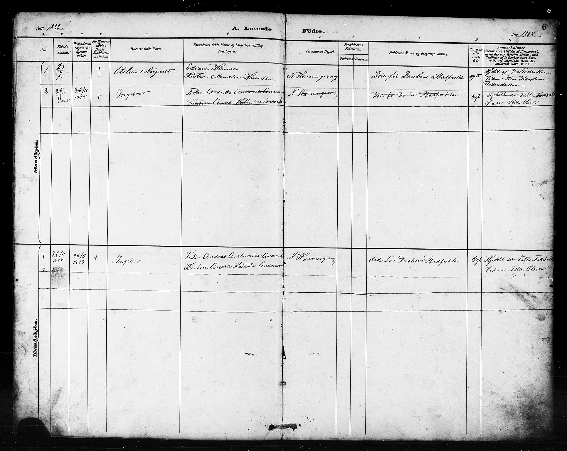 Kjelvik/Nordkapp sokneprestkontor, SATØ/S-1350/J/Ja/L0027: Other parish register no. 27, 1887-1918, p. 6