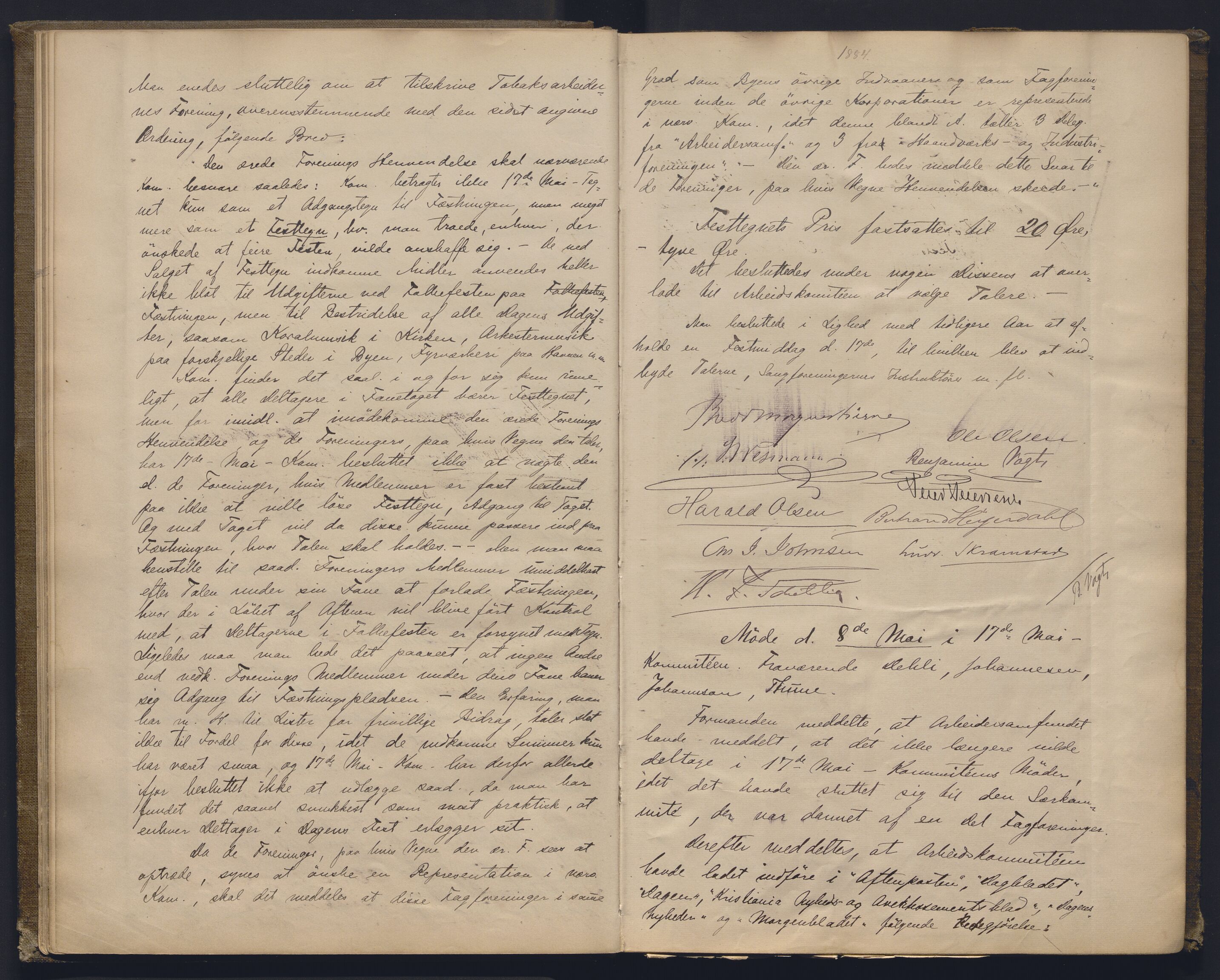 Kristiania 17. mai-komite, AV/SAO-PAO-0101/A/L0001: Forhandlingsprotokoll, 1881-1901