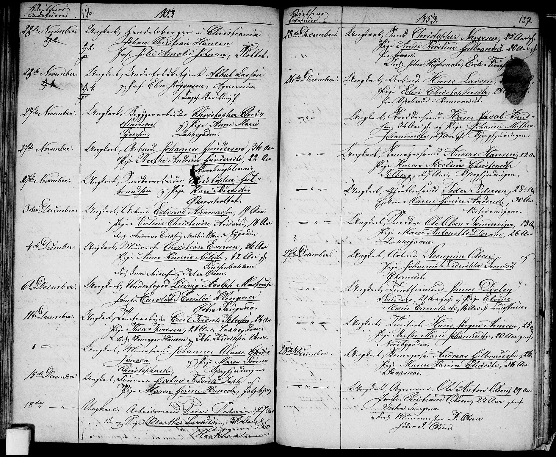 Aker prestekontor kirkebøker, SAO/A-10861/G/L0011: Parish register (copy) no. 11, 1846-1859, p. 136-137