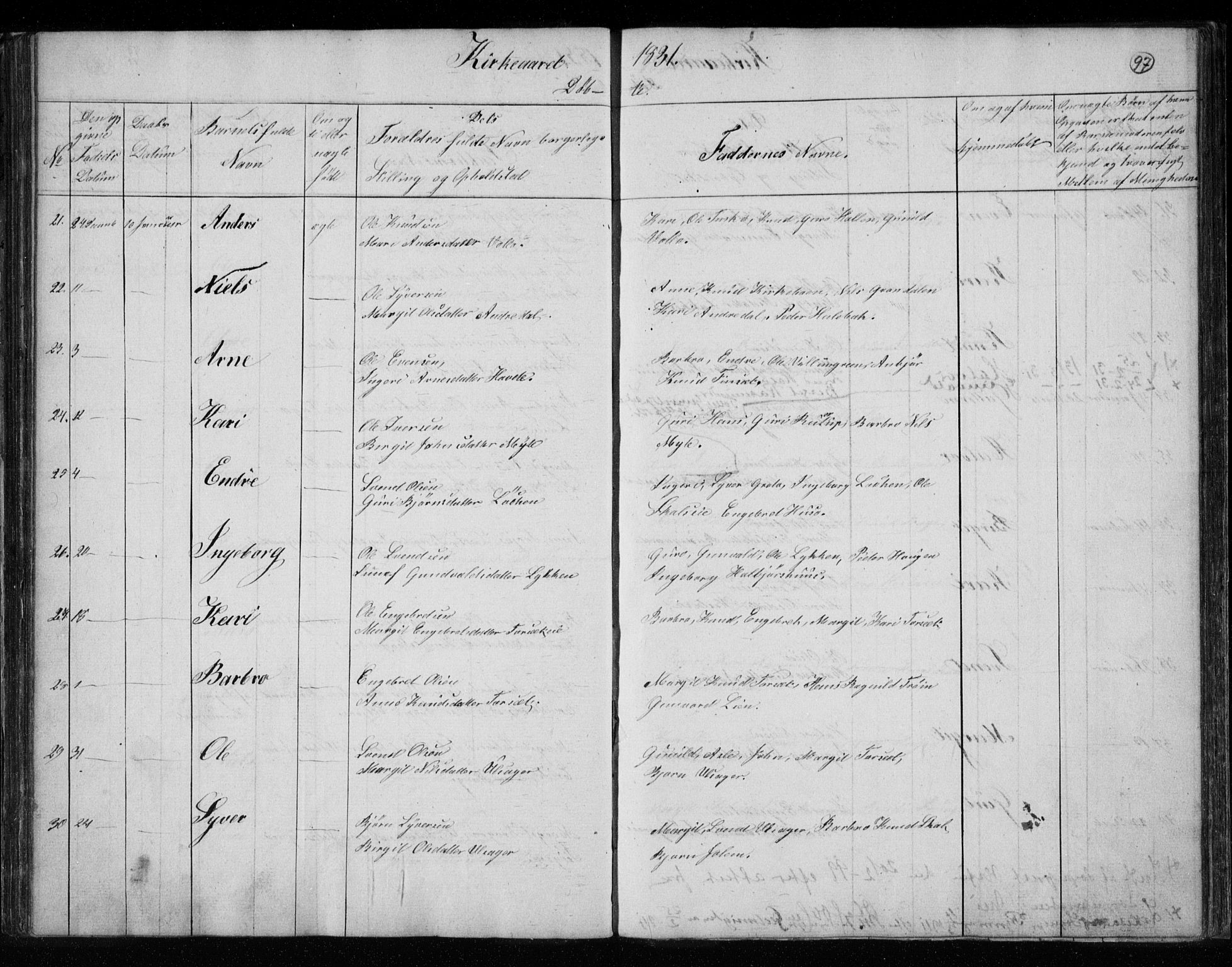 Gol kirkebøker, AV/SAKO-A-226/F/Fa/L0001: Parish register (official) no. I 1, 1821-1837, p. 97