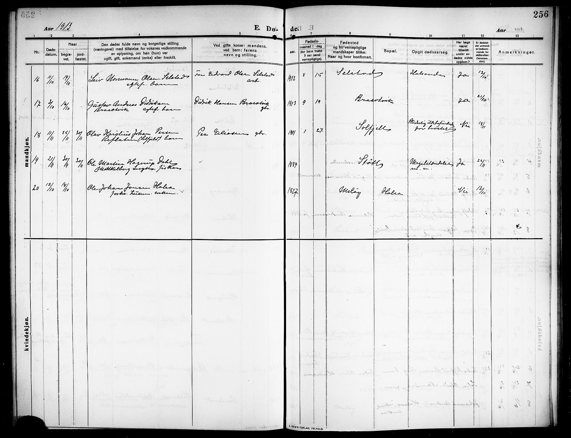 Ministerialprotokoller, klokkerbøker og fødselsregistre - Nordland, AV/SAT-A-1459/843/L0639: Parish register (copy) no. 843C08, 1908-1924, p. 256