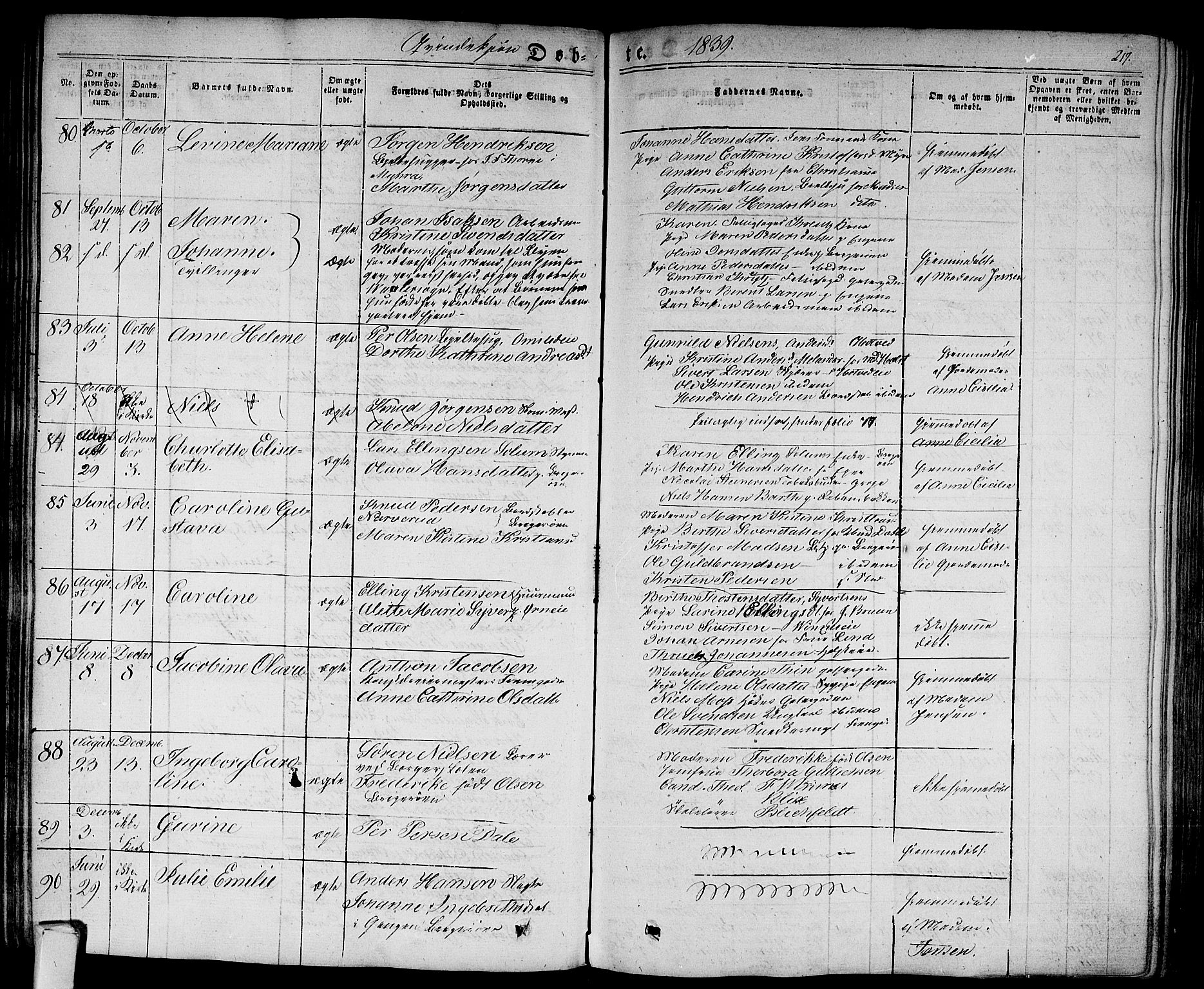 Bragernes kirkebøker, AV/SAKO-A-6/F/Fb/L0001: Parish register (official) no. II 1, 1830-1847, p. 217