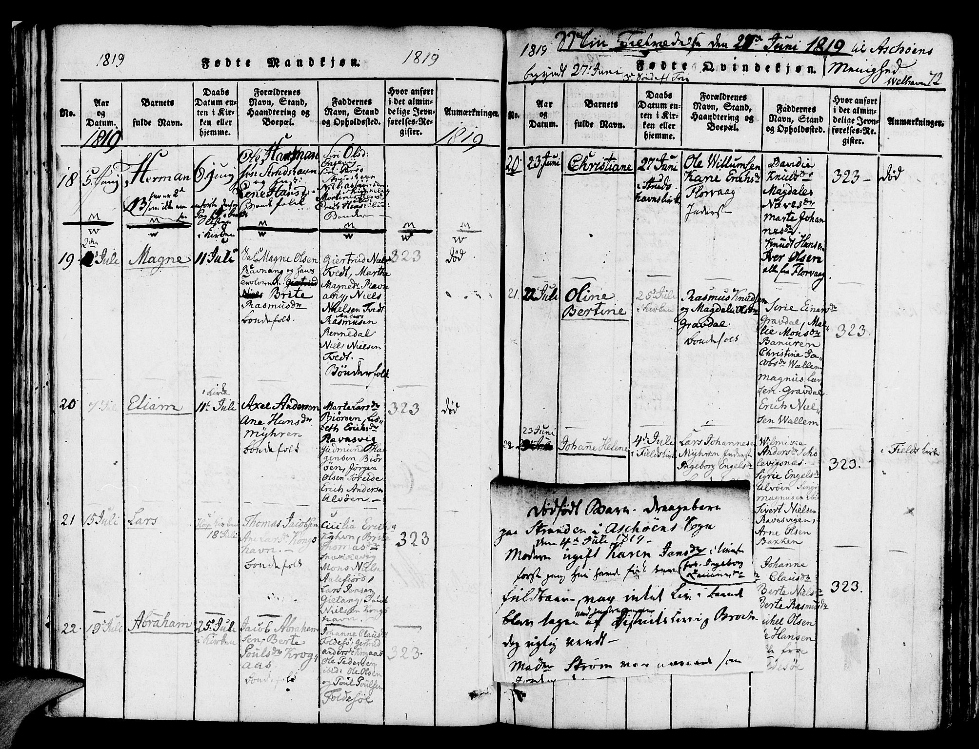 Askøy Sokneprestembete, AV/SAB-A-74101/H/Ha/Haa/Haaa/L0003: Parish register (official) no. A 3, 1815-1825, p. 72