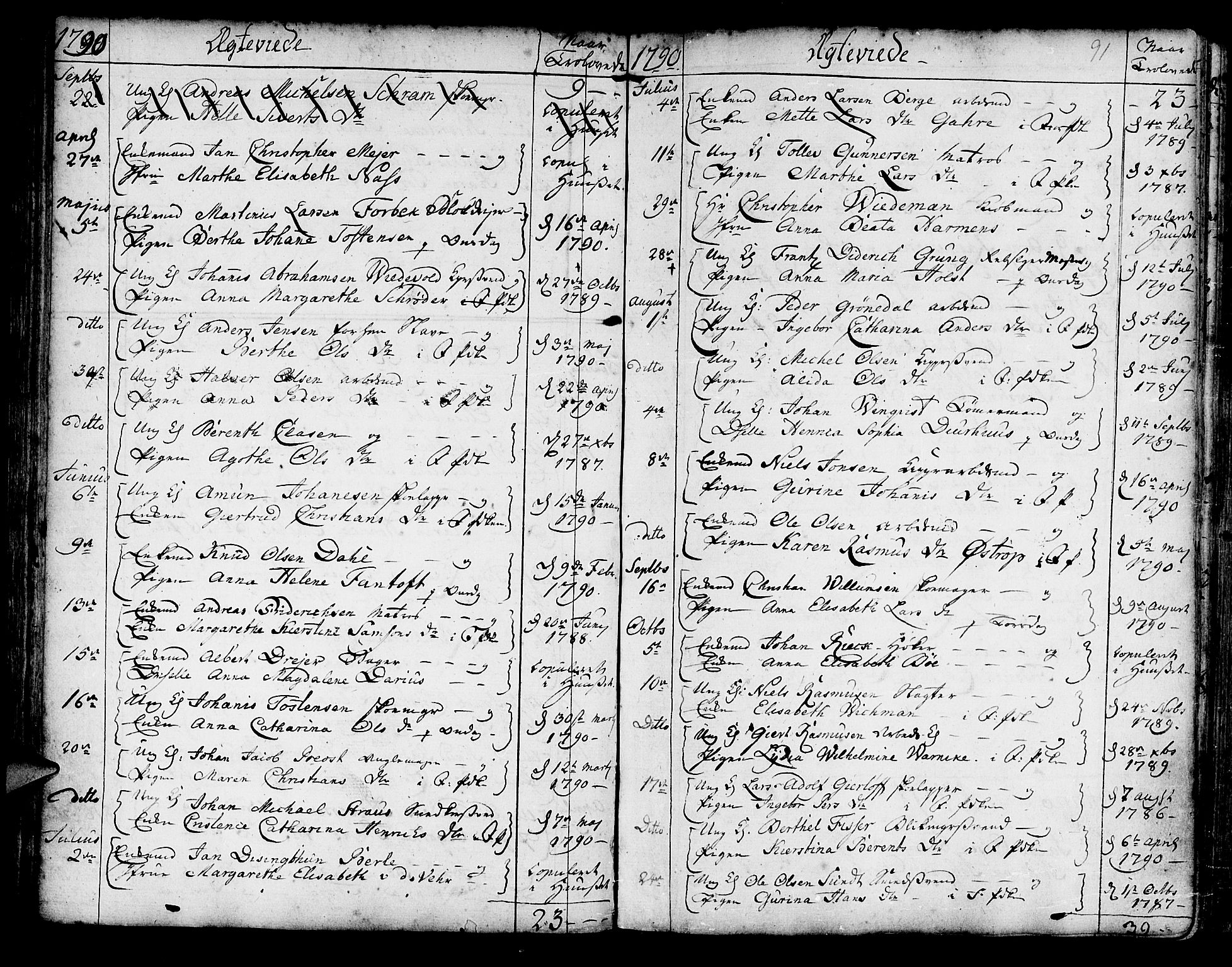 Korskirken sokneprestembete, SAB/A-76101/H/Haa/L0009: Parish register (official) no. A 9, 1743-1861, p. 91