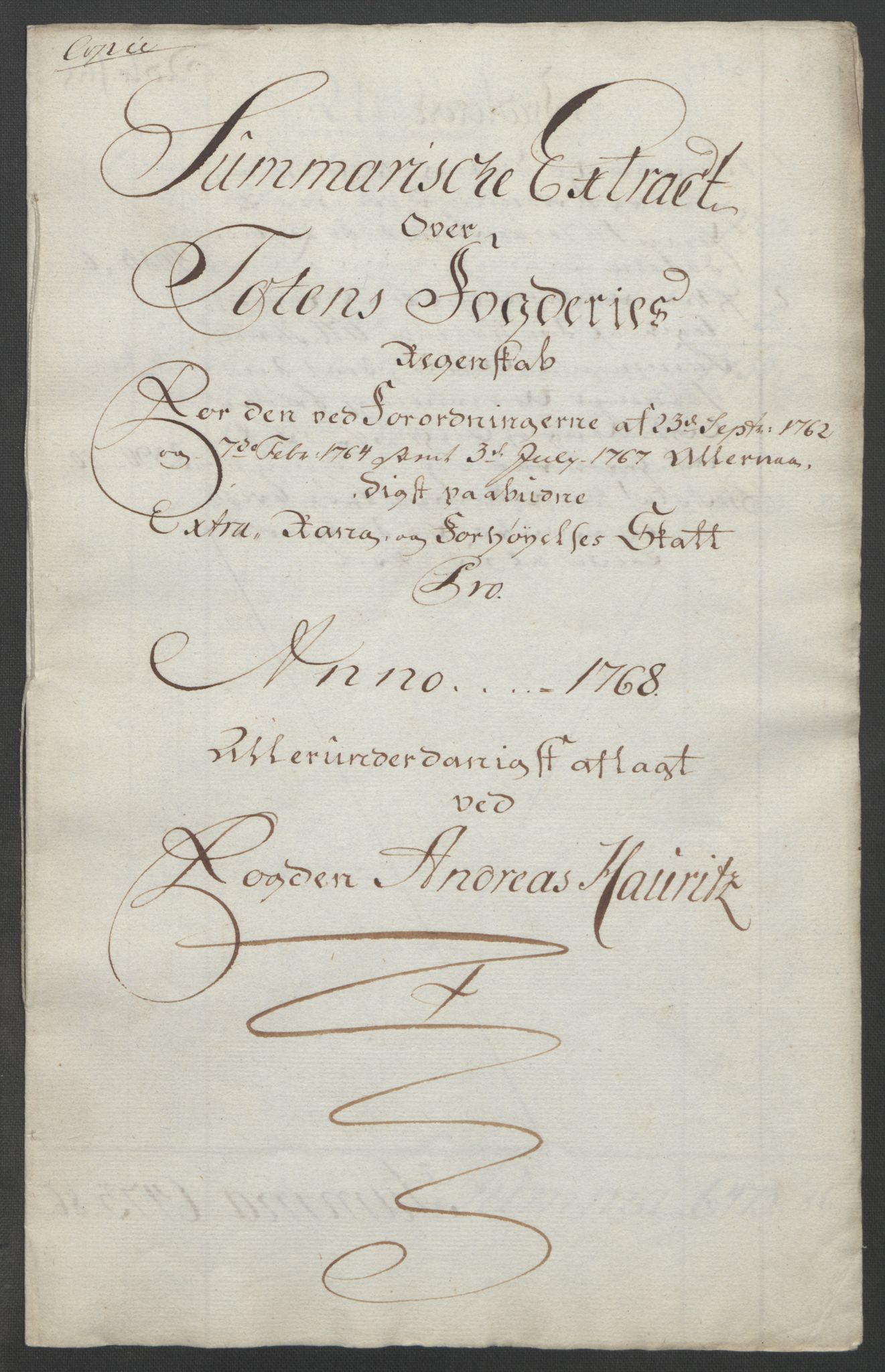 Rentekammeret inntil 1814, Reviderte regnskaper, Fogderegnskap, AV/RA-EA-4092/R19/L1399: Fogderegnskap Toten, Hadeland og Vardal, 1762-1783, p. 160