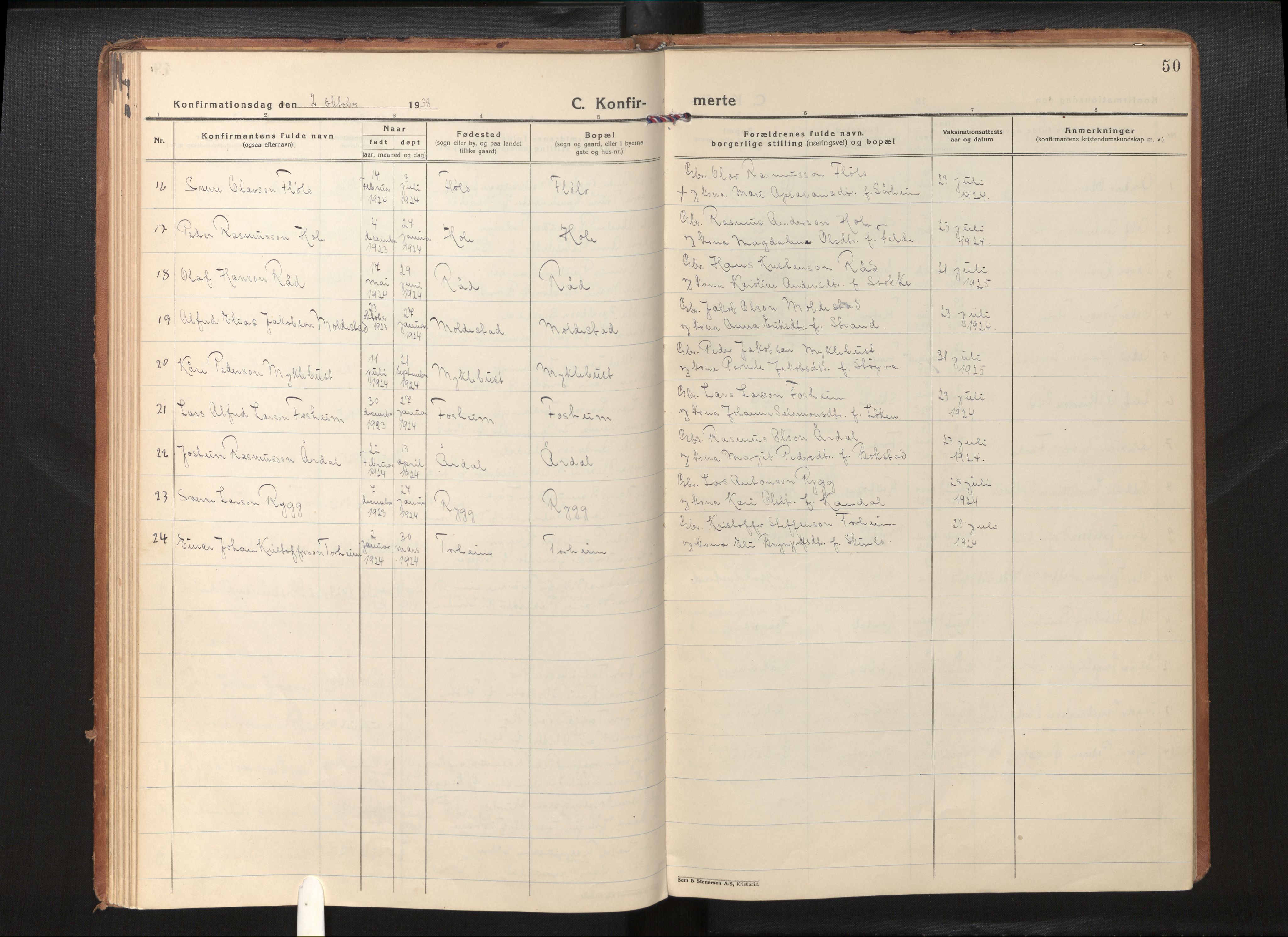 Gloppen sokneprestembete, AV/SAB-A-80101/H/Hac/L0005: Curate's parish register no. A 5, 1923-1941, p. 49b-50a