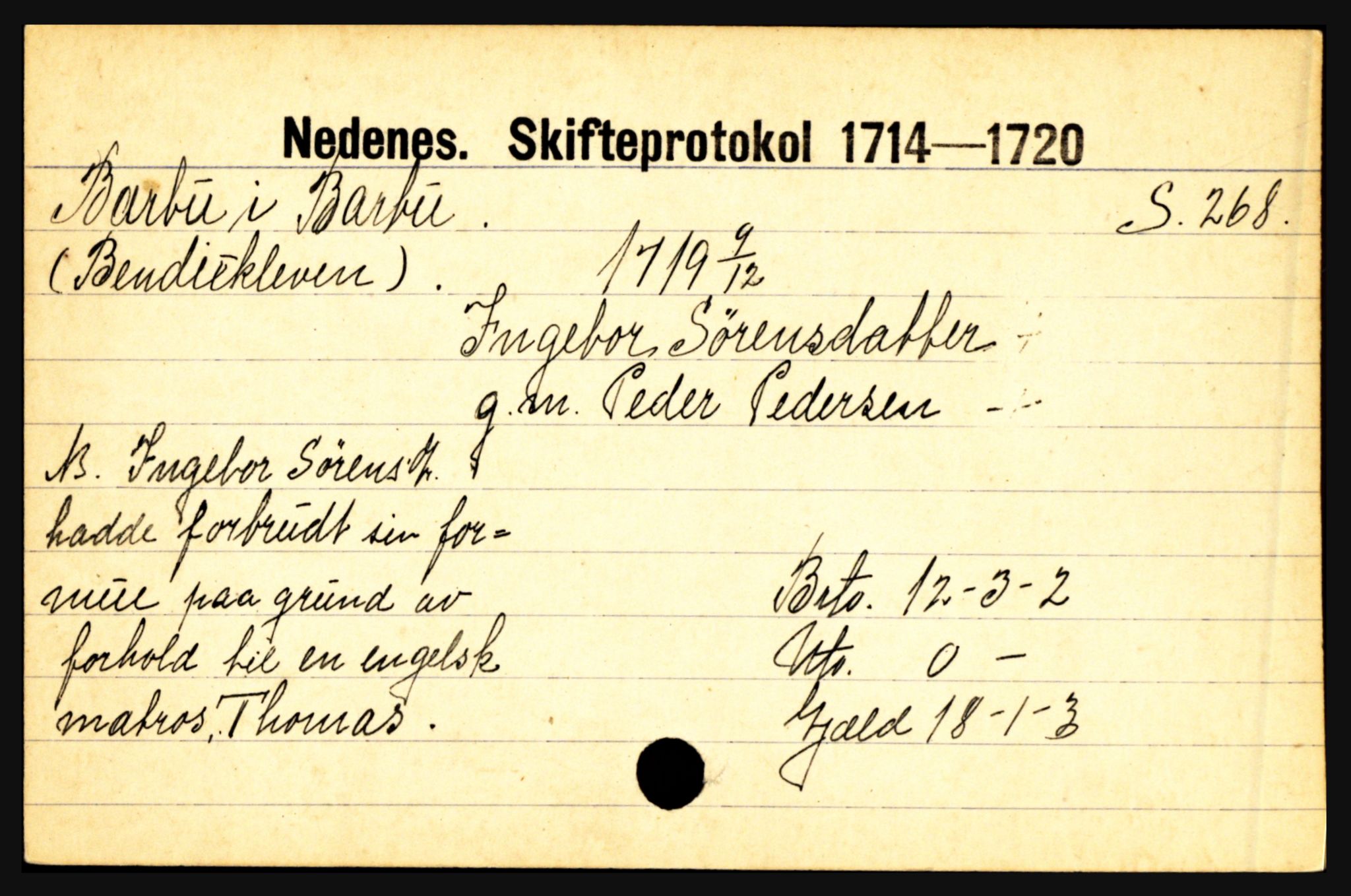 Nedenes sorenskriveri før 1824, AV/SAK-1221-0007/H, p. 1587