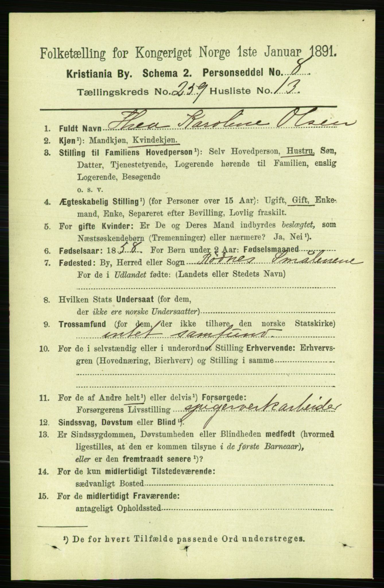 RA, 1891 census for 0301 Kristiania, 1891, p. 157549