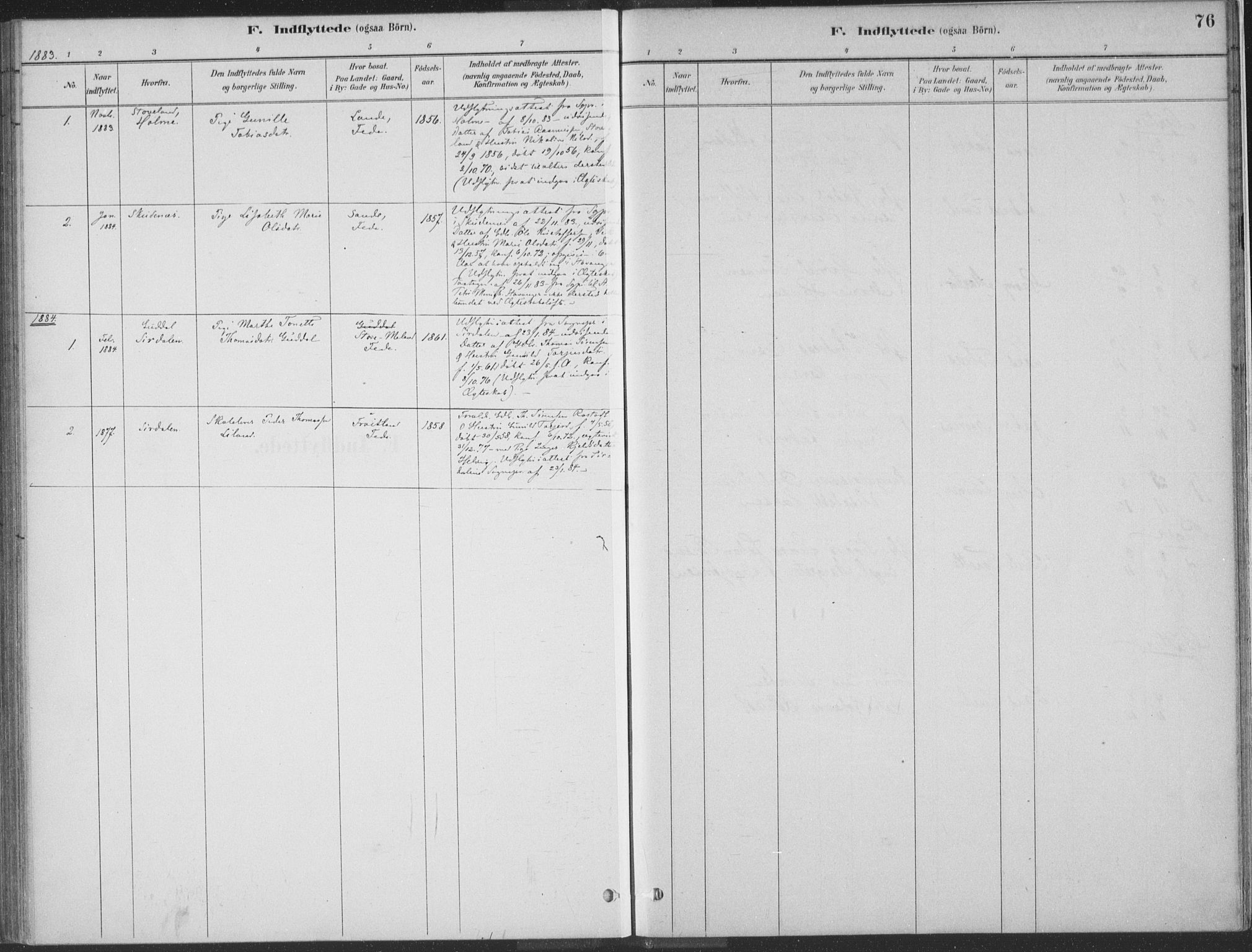 Kvinesdal sokneprestkontor, SAK/1111-0026/F/Fa/Faa/L0004: Parish register (official) no. A 4, 1882-1897, p. 76