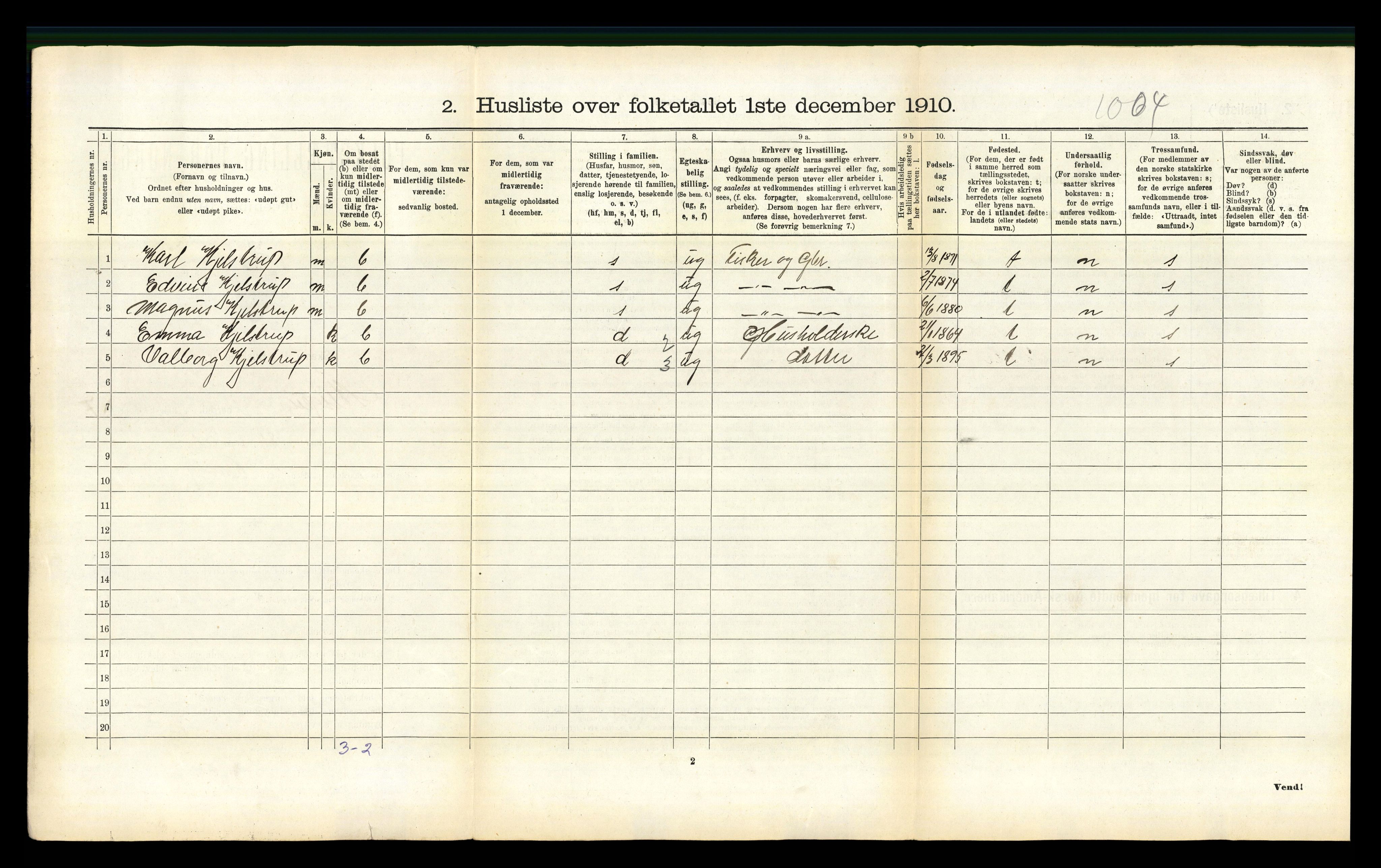 RA, 1910 census for Steigen, 1910, p. 594