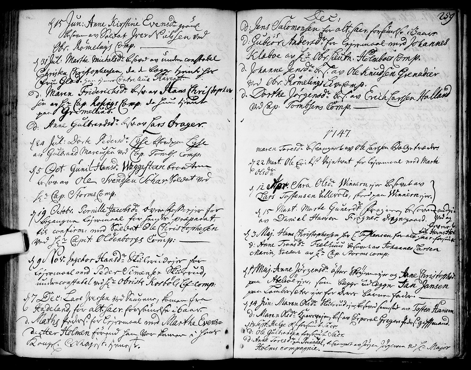 Aker prestekontor kirkebøker, SAO/A-10861/F/L0007: Parish register (official) no. 7, 1734-1748, p. 259