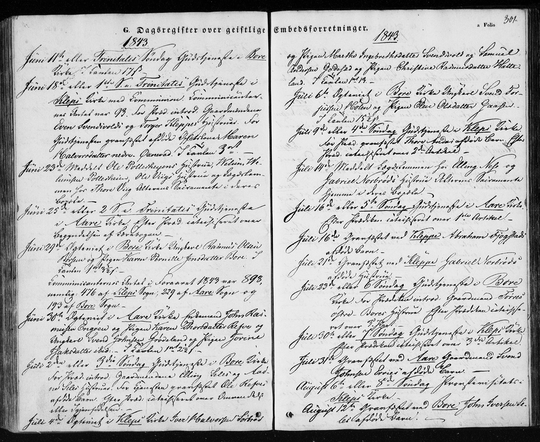 Klepp sokneprestkontor, AV/SAST-A-101803/001/3/30BA/L0004: Parish register (official) no. A 4, 1842-1852, p. 301