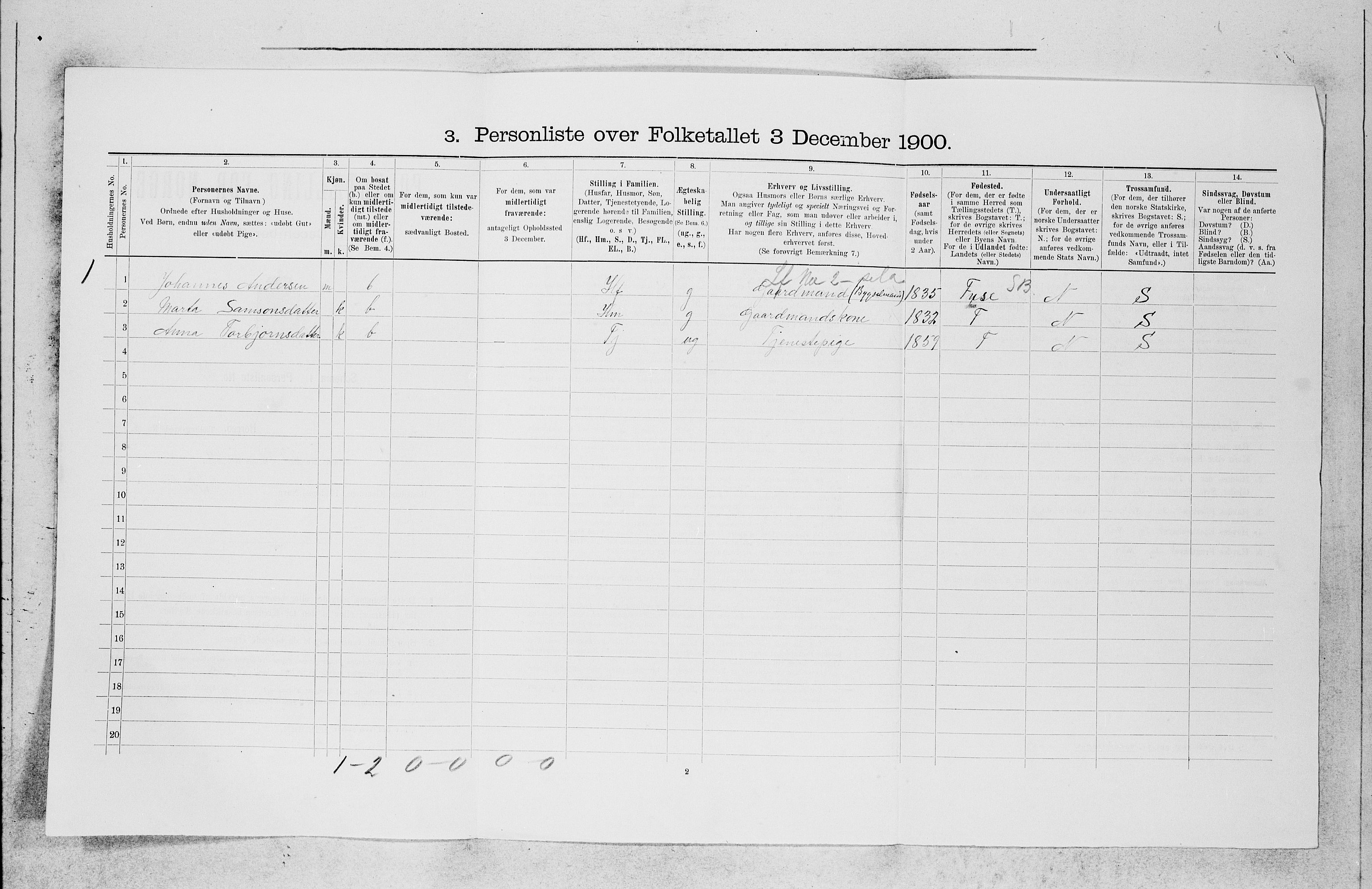 SAB, 1900 census for Os, 1900, p. 217