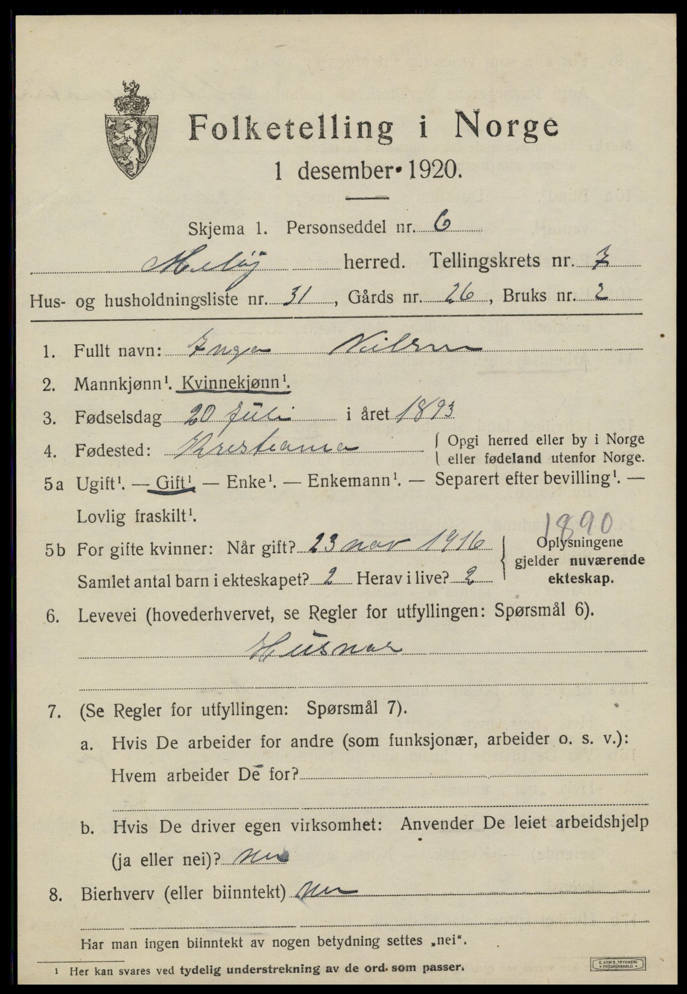 SAT, 1920 census for Meløy, 1920, p. 4109