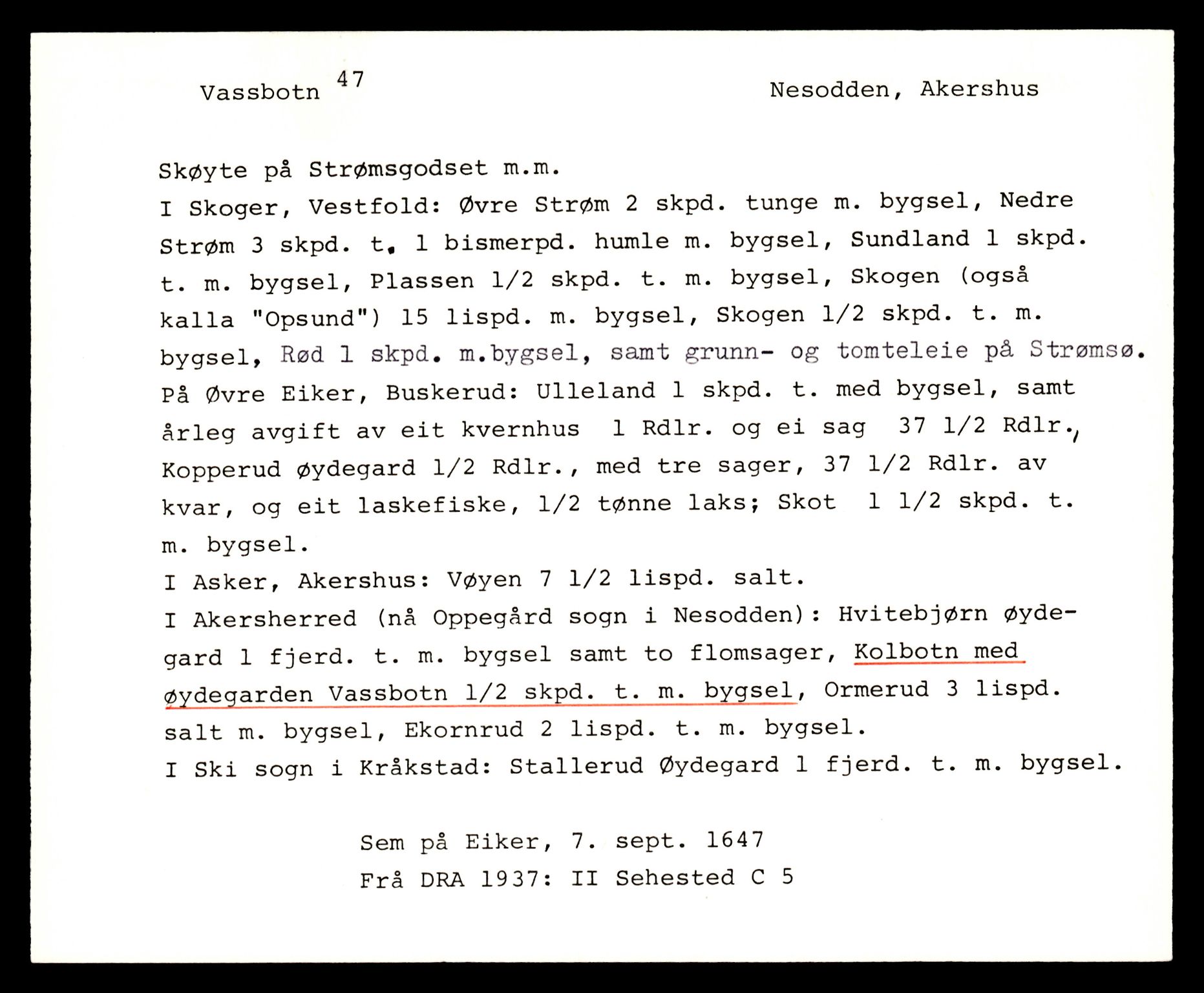 Riksarkivets diplomsamling, AV/RA-EA-5965/F35/F35e/L0005: Registreringssedler Akershus 1, 1300-1900, p. 711