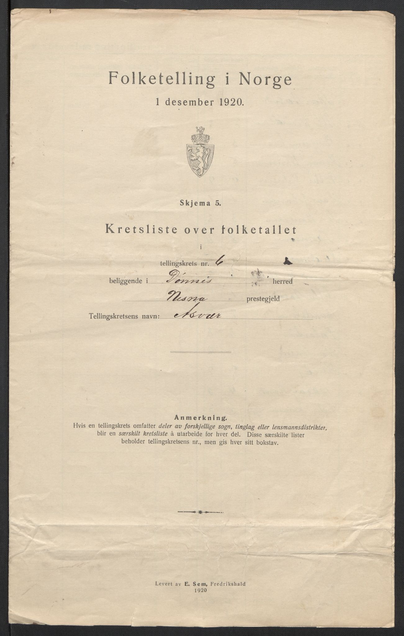 SAT, 1920 census for Dønnes, 1920, p. 21